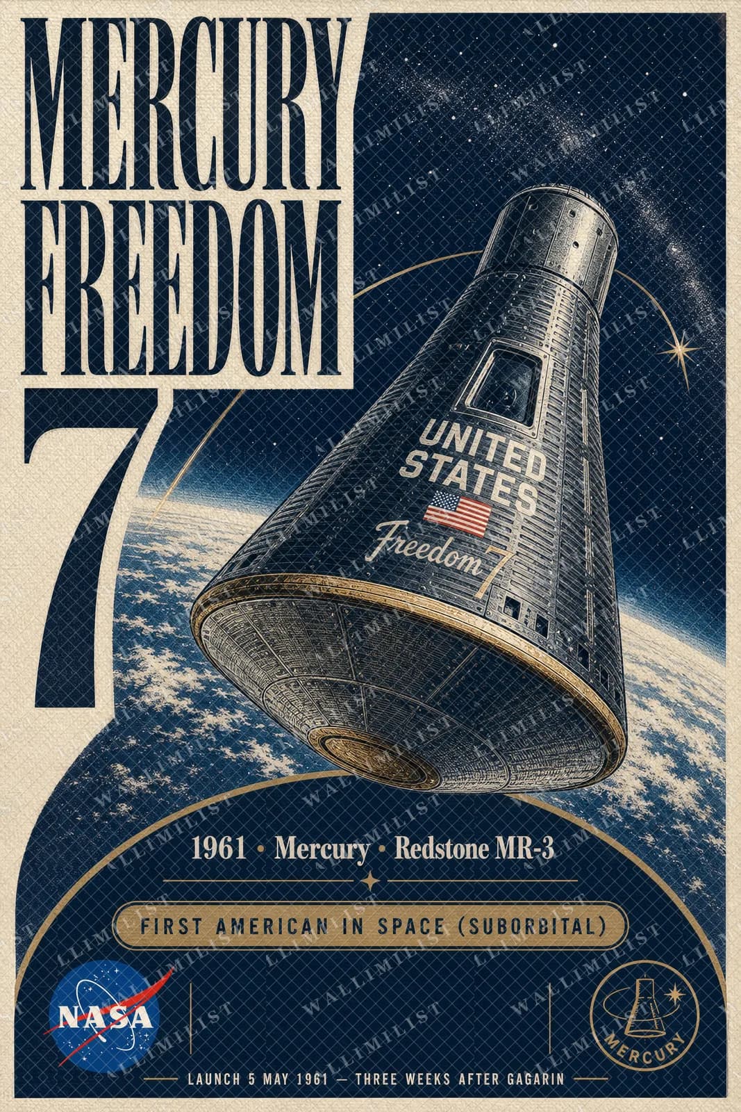 Actual watermarked print of Mercury Freedom 7