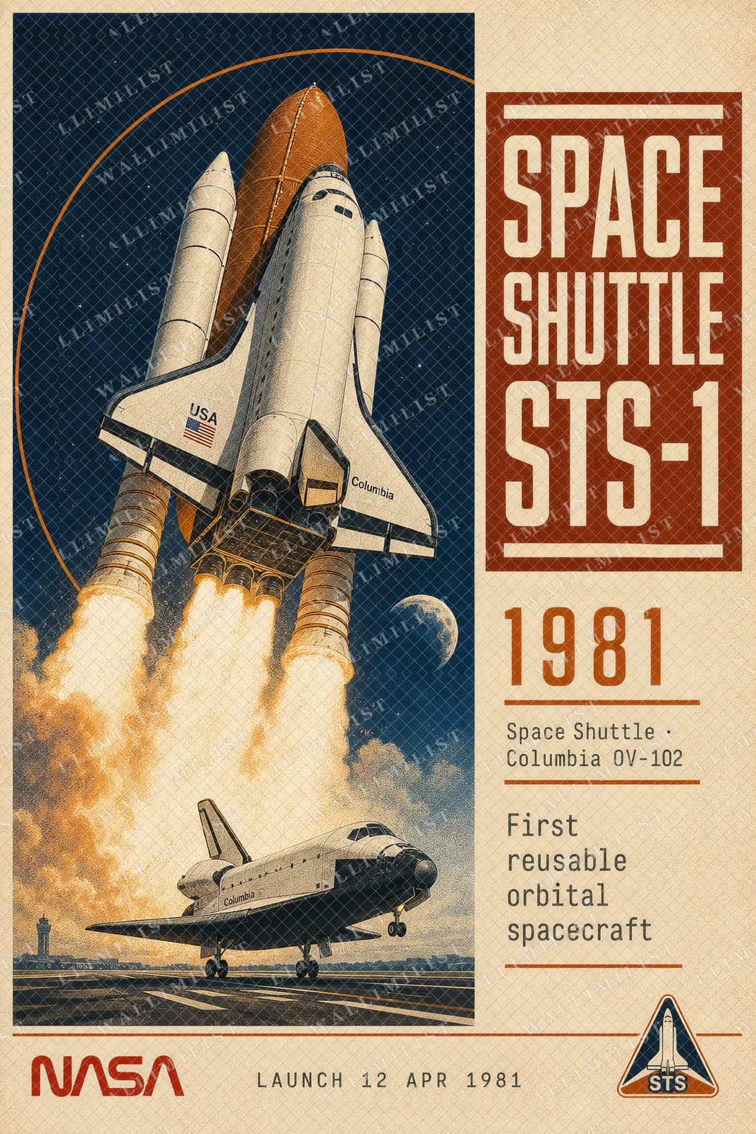 Actual watermarked print of Space Shuttle STS-1 — NASA Heritage Collector