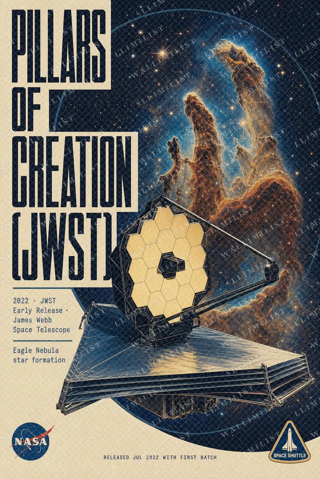 Actual watermarked print of Pillars of Creation (JWST)