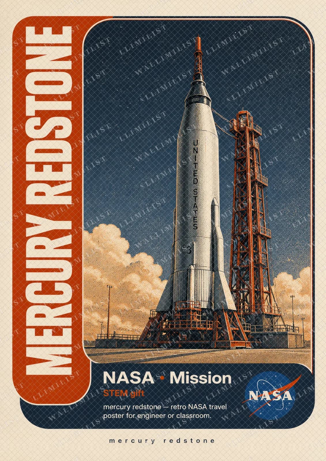 Actual watermarked print of MERCURY REDSTONE — NASA Missions