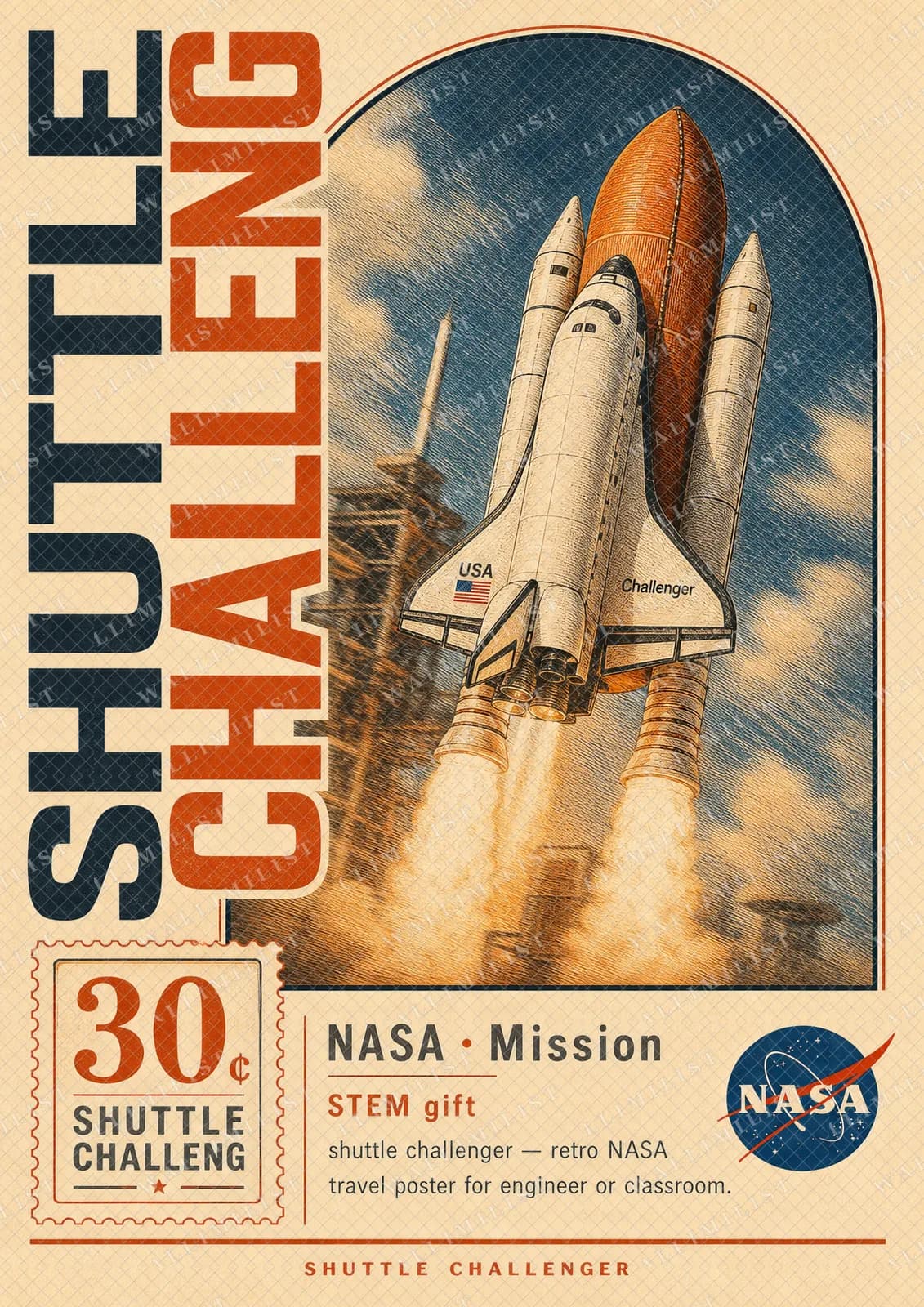 Actual watermarked print of SHUTTLE CHALLENG — NASA Missions