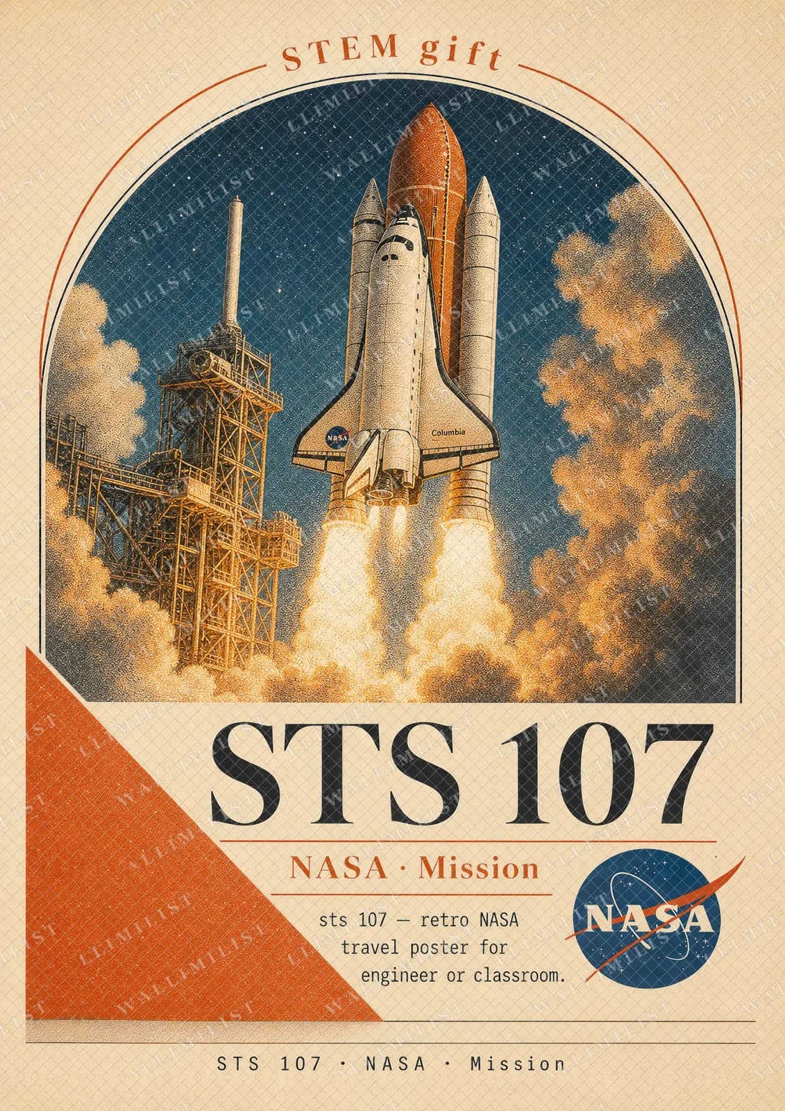 Actual watermarked print of STS 107 — NASA Missions