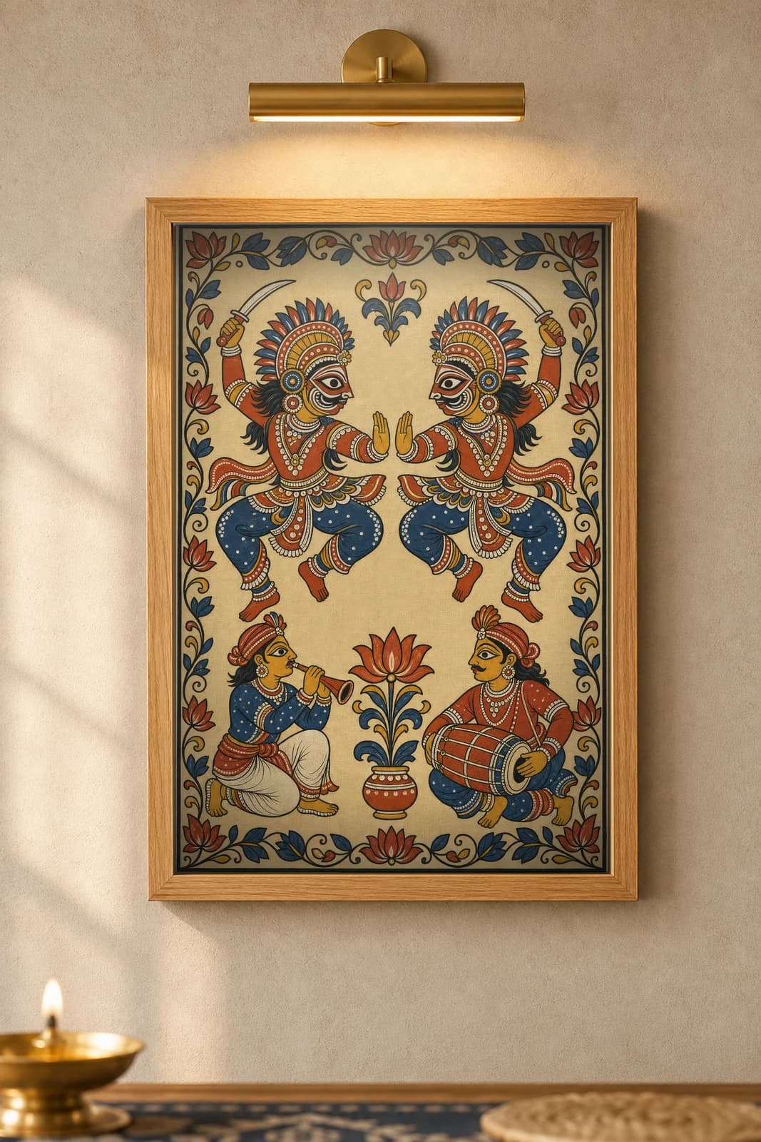 Chhau Mask Dancers — framed museum print, Pattachitra
