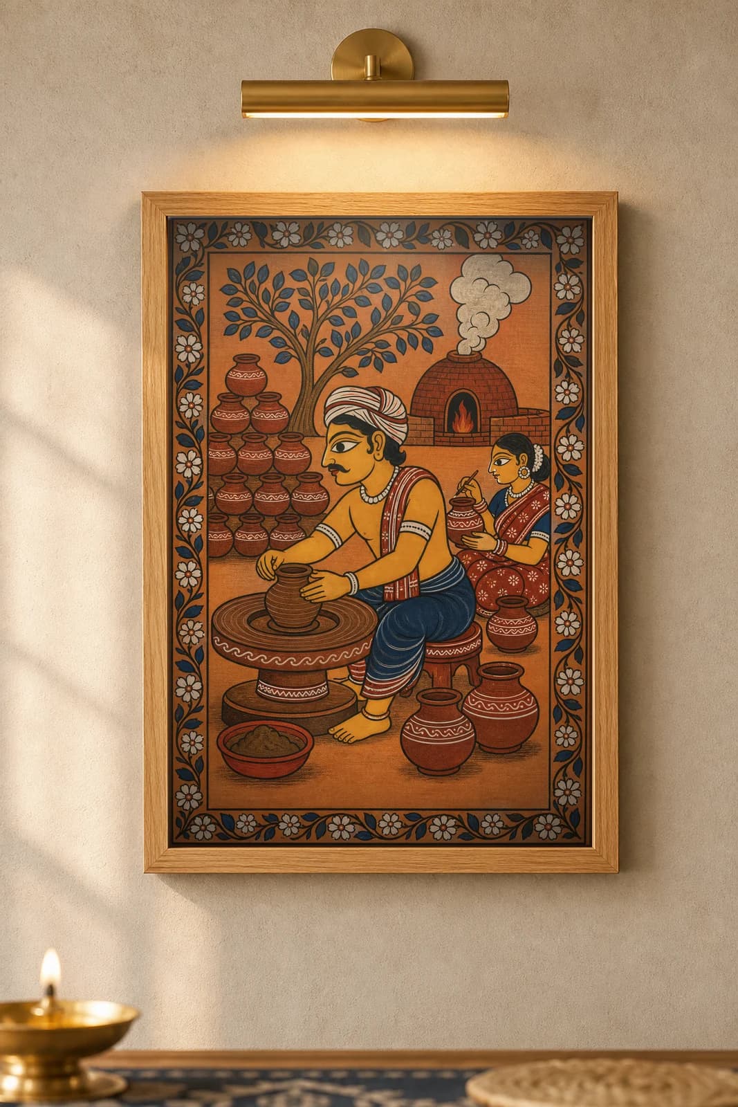 Potter's Yard — framed museum print, Pattachitra