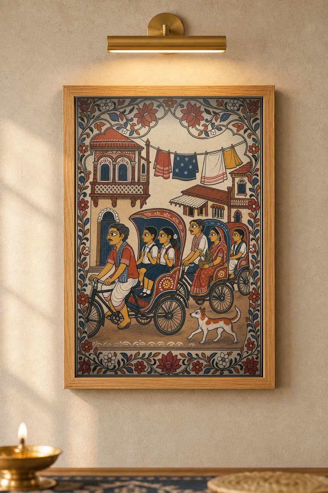 Rickshaw Lane — framed museum print, Pattachitra
