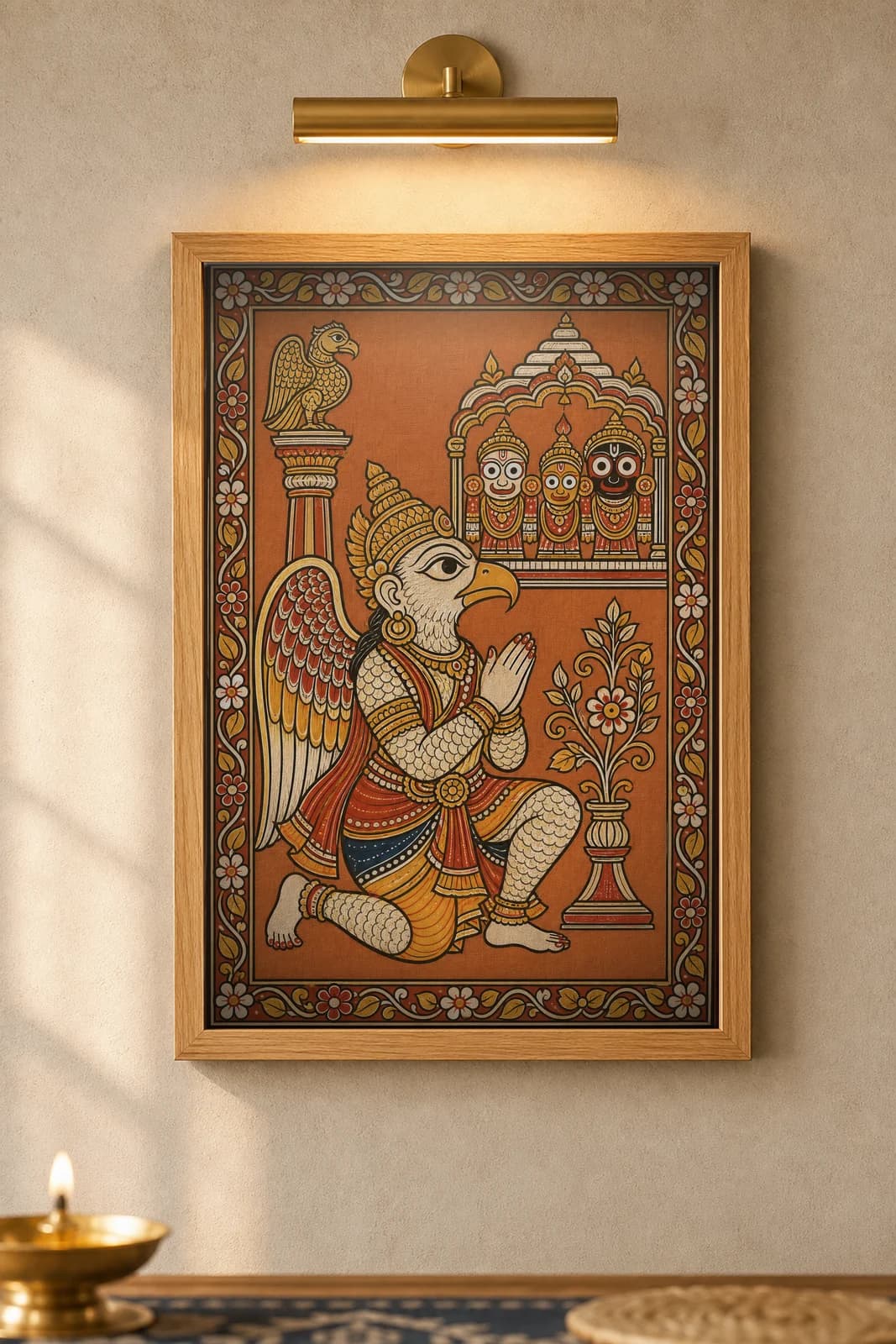 Garuda Stambha — framed museum print, Pattachitra