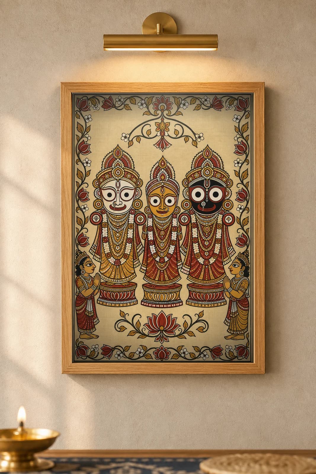 Jagannath Triad — framed museum print, Pattachitra