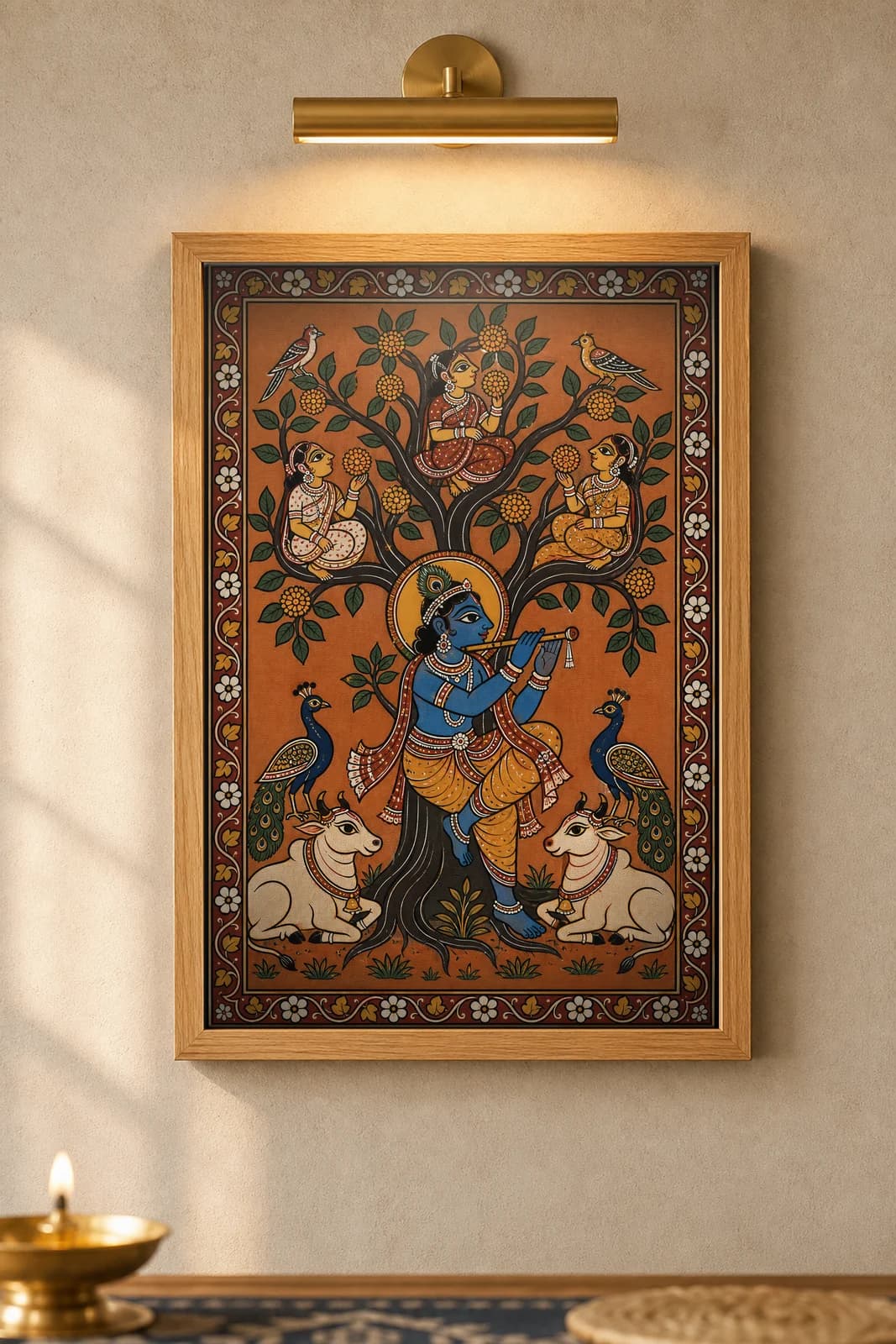 Kadamba Tree — framed museum print, Pattachitra