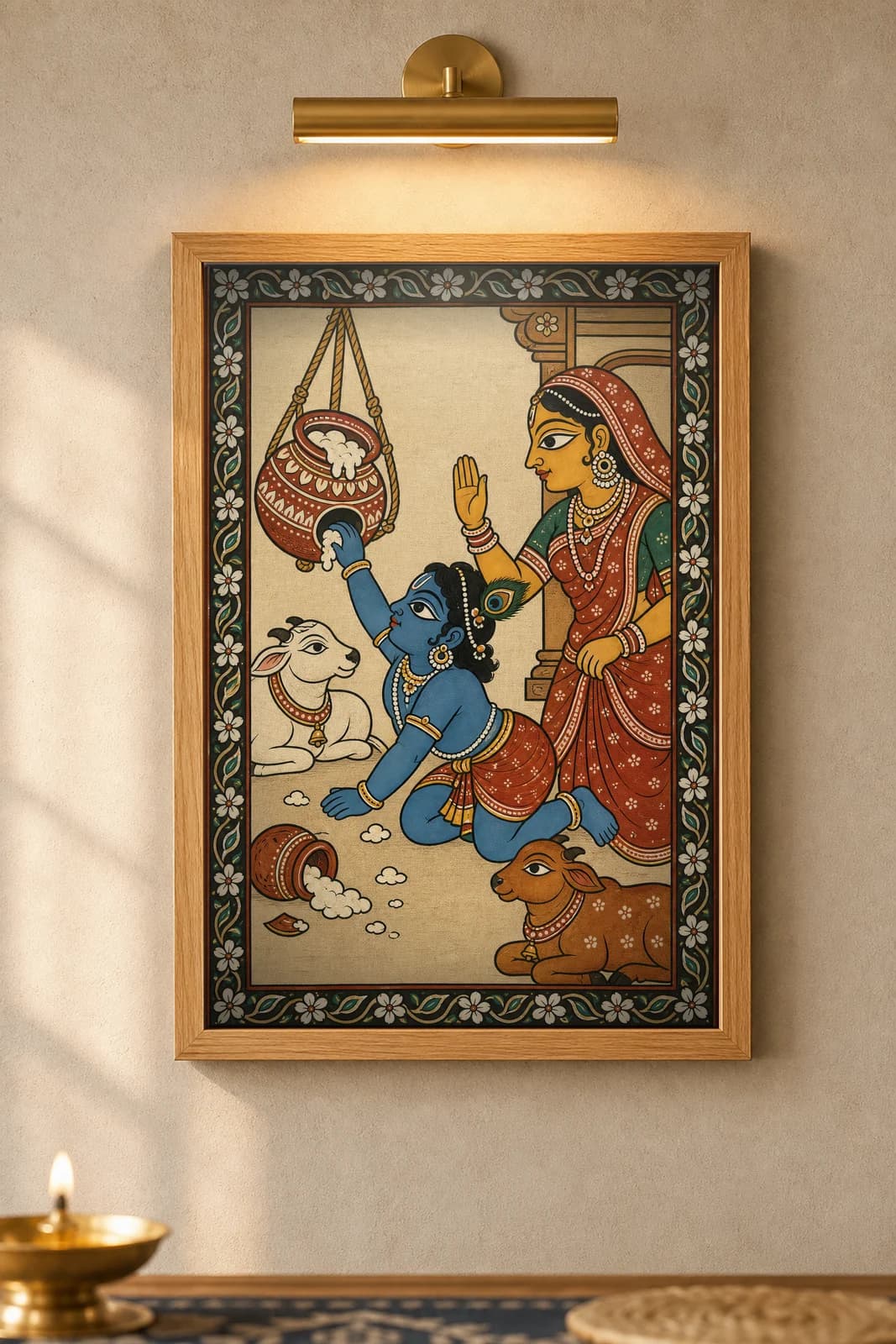 Makhan Chor — Pattachitra — framed museum print, Pattachitra