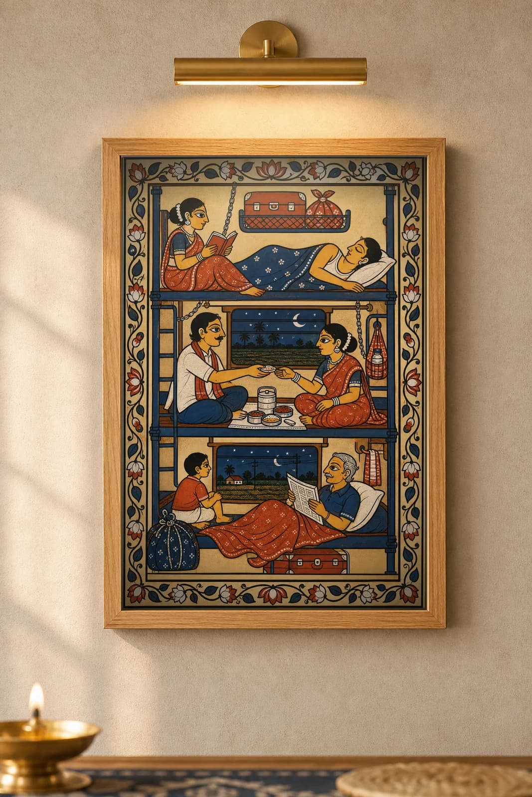 Night Train — Pattachitra — framed museum print, Pattachitra