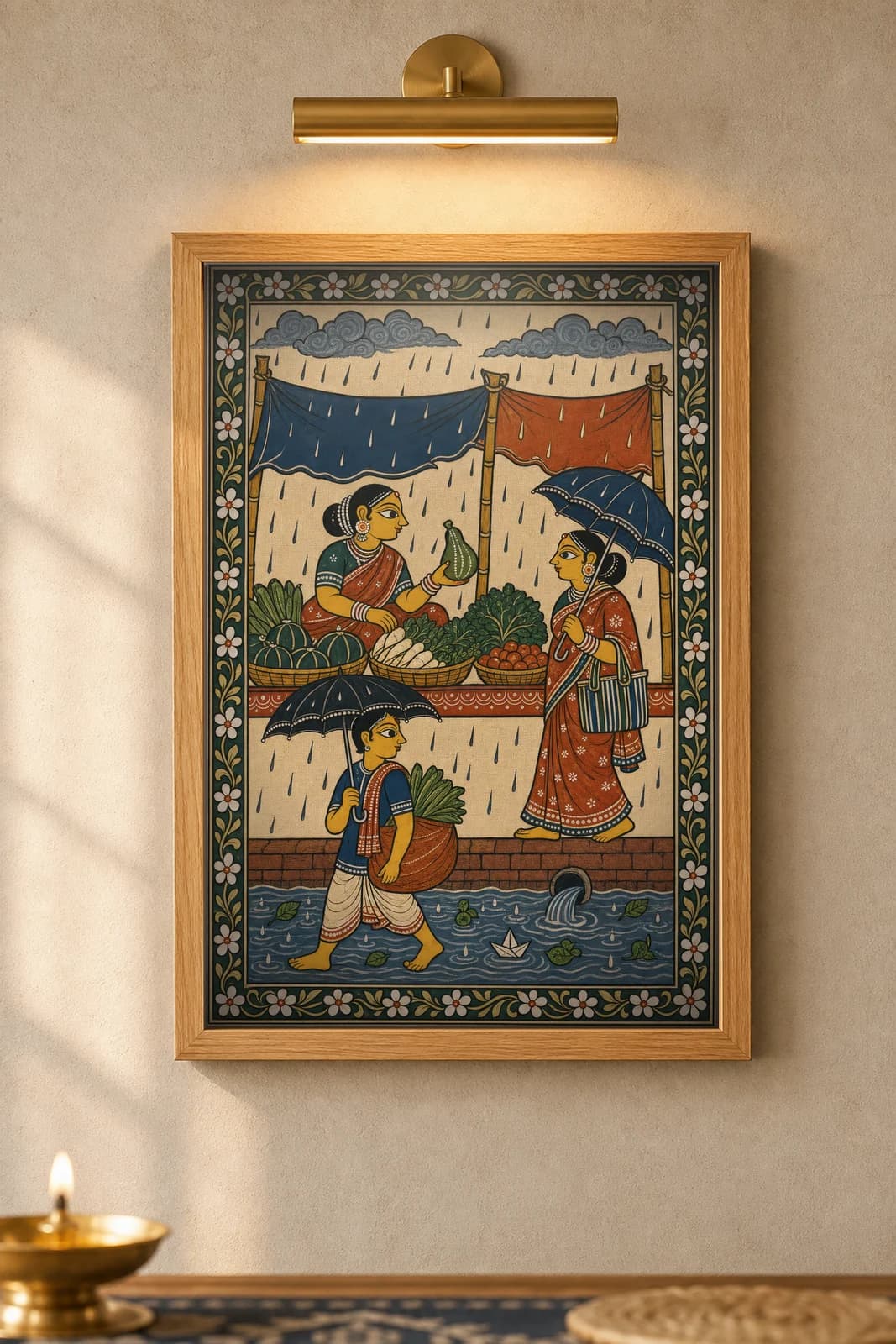 Monsoon Market — Pattachitra — framed museum print, Pattachitra