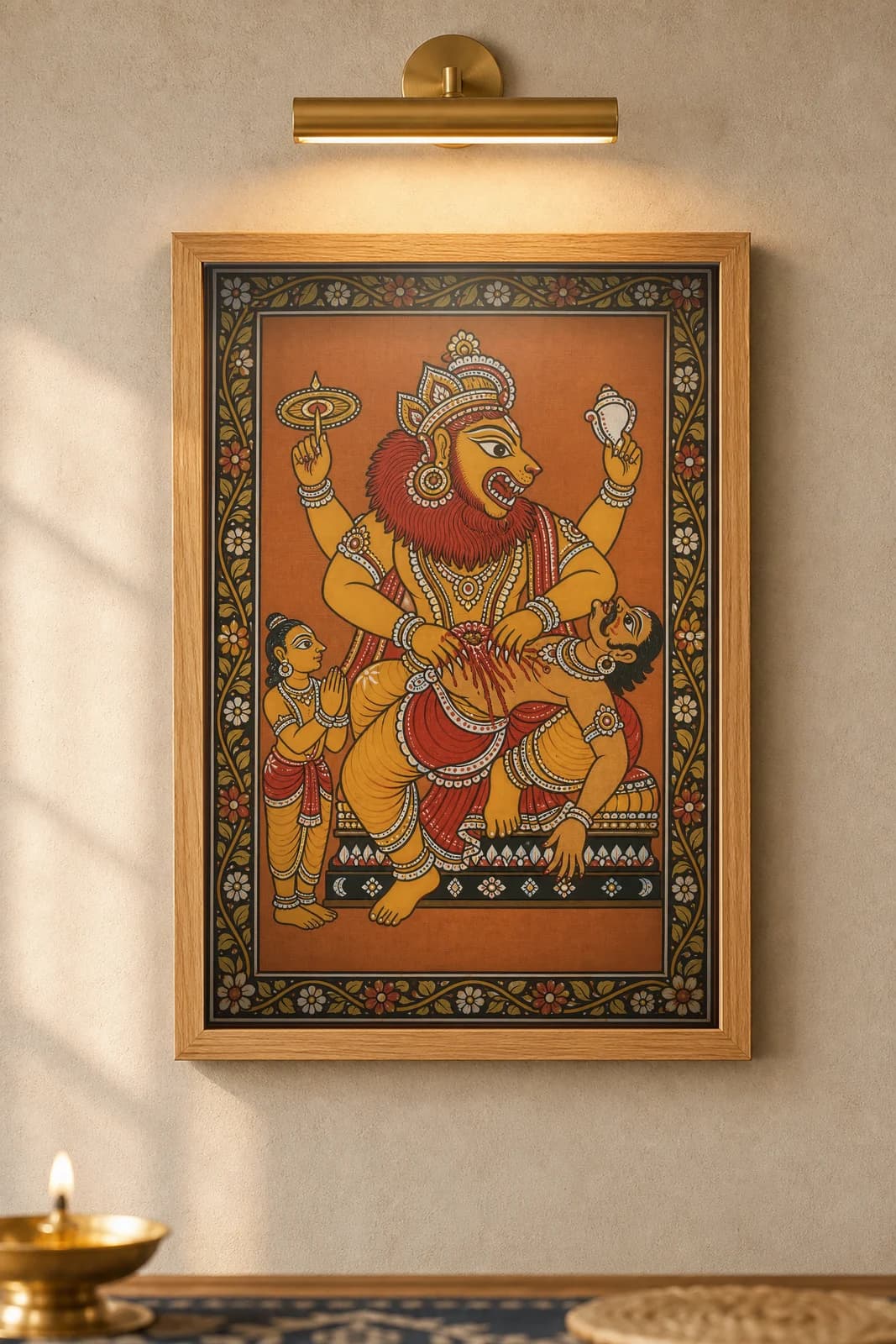 Narasimha — Pattachitra — framed museum print, Pattachitra