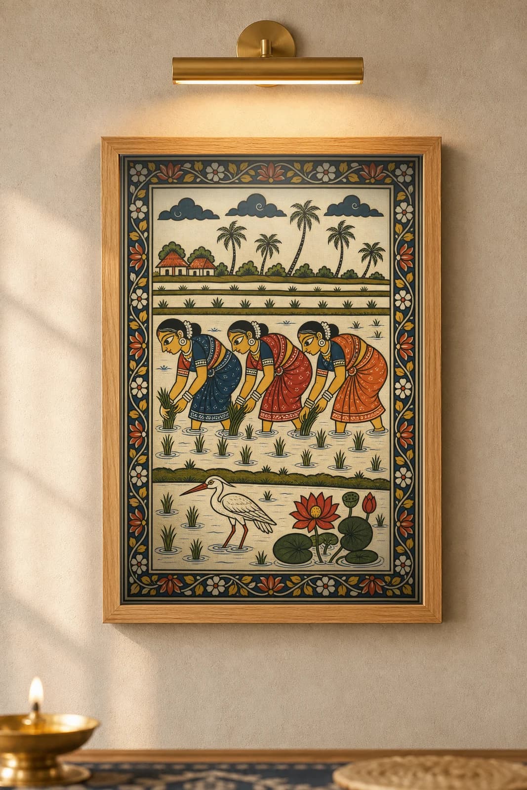 Paddy Fields — Pattachitra — framed museum print, Pattachitra