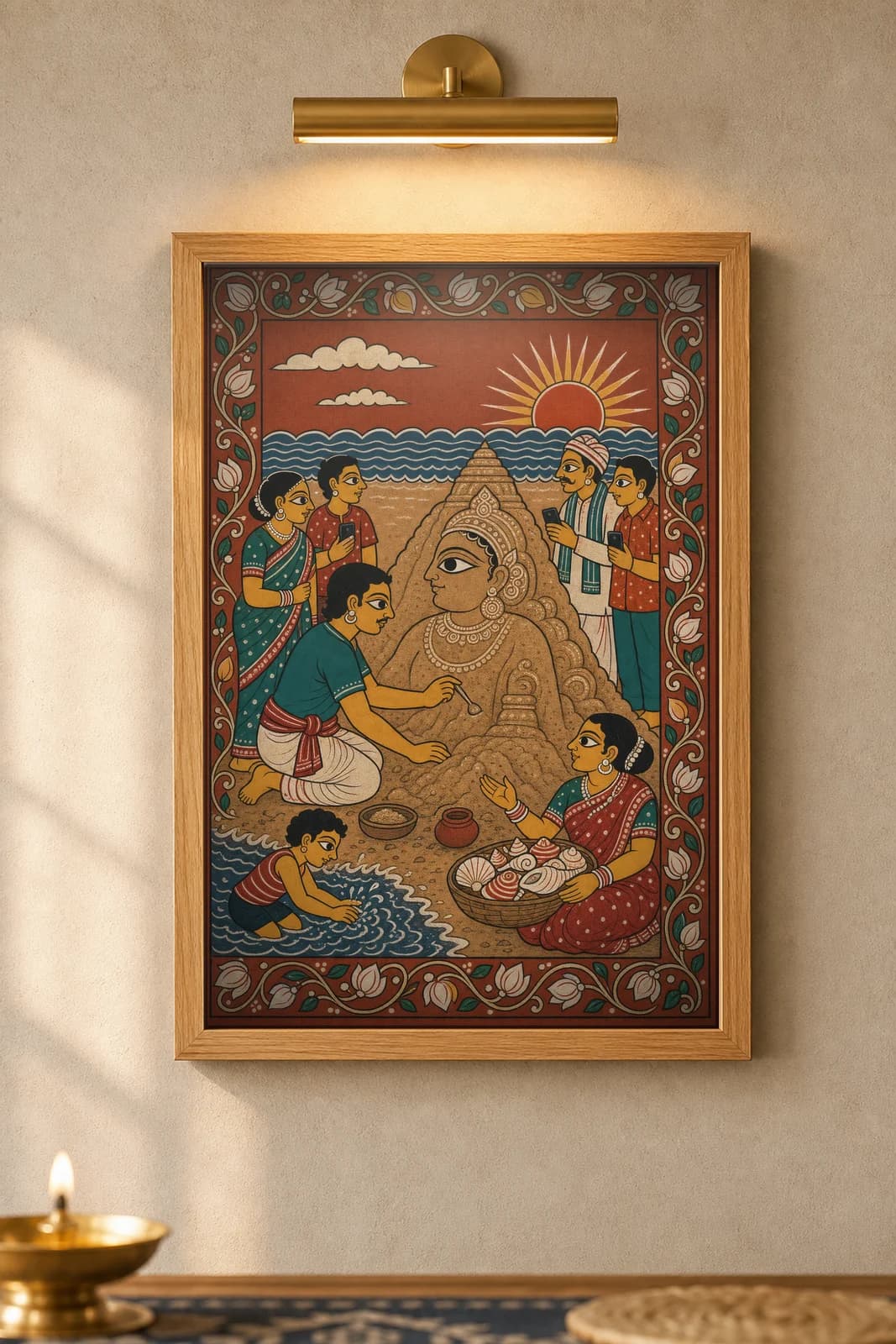 Sand-Art Morning — Pattachitra — framed museum print, Pattachitra