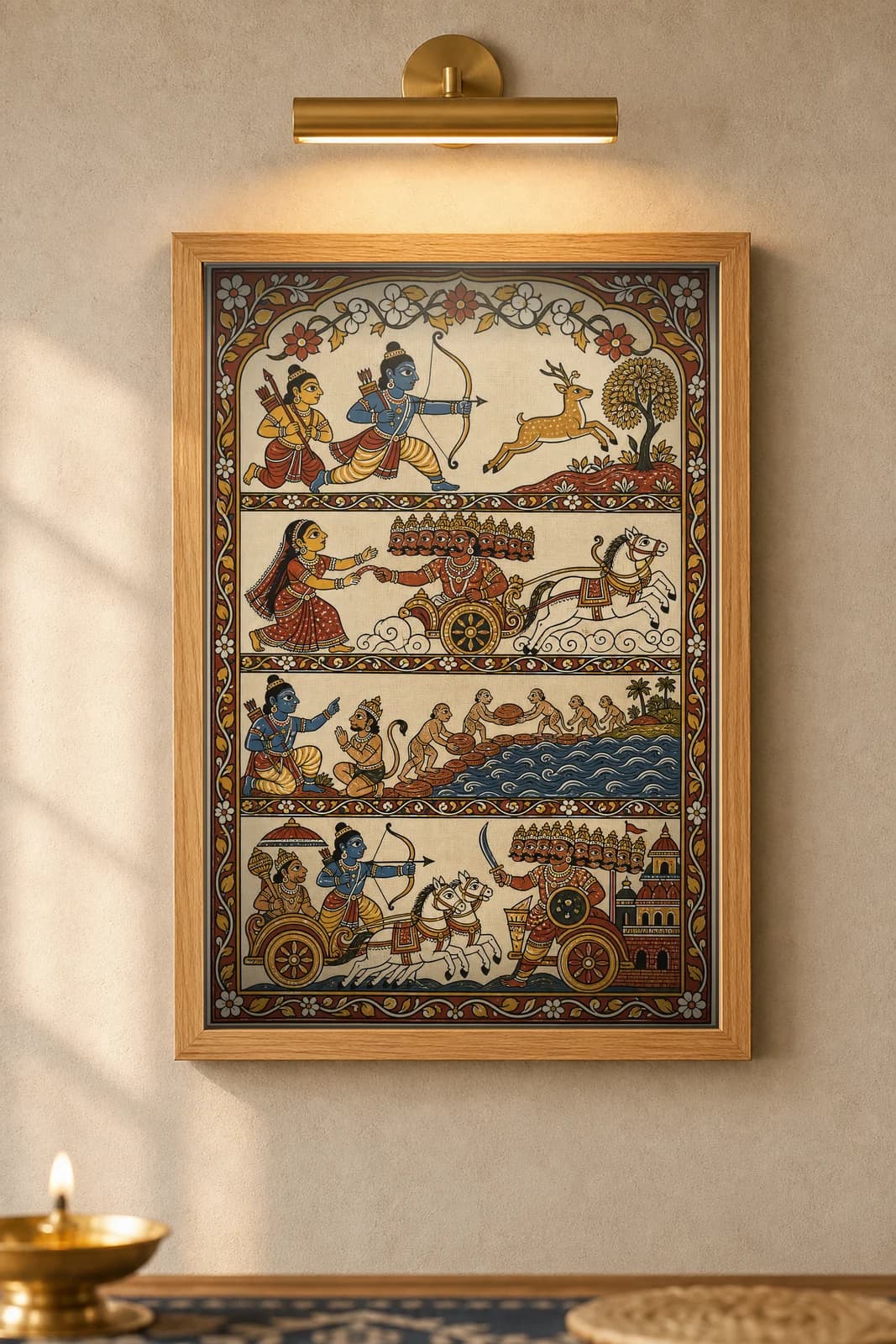 Ramayana Scroll — Pattachitra — framed museum print, Pattachitra