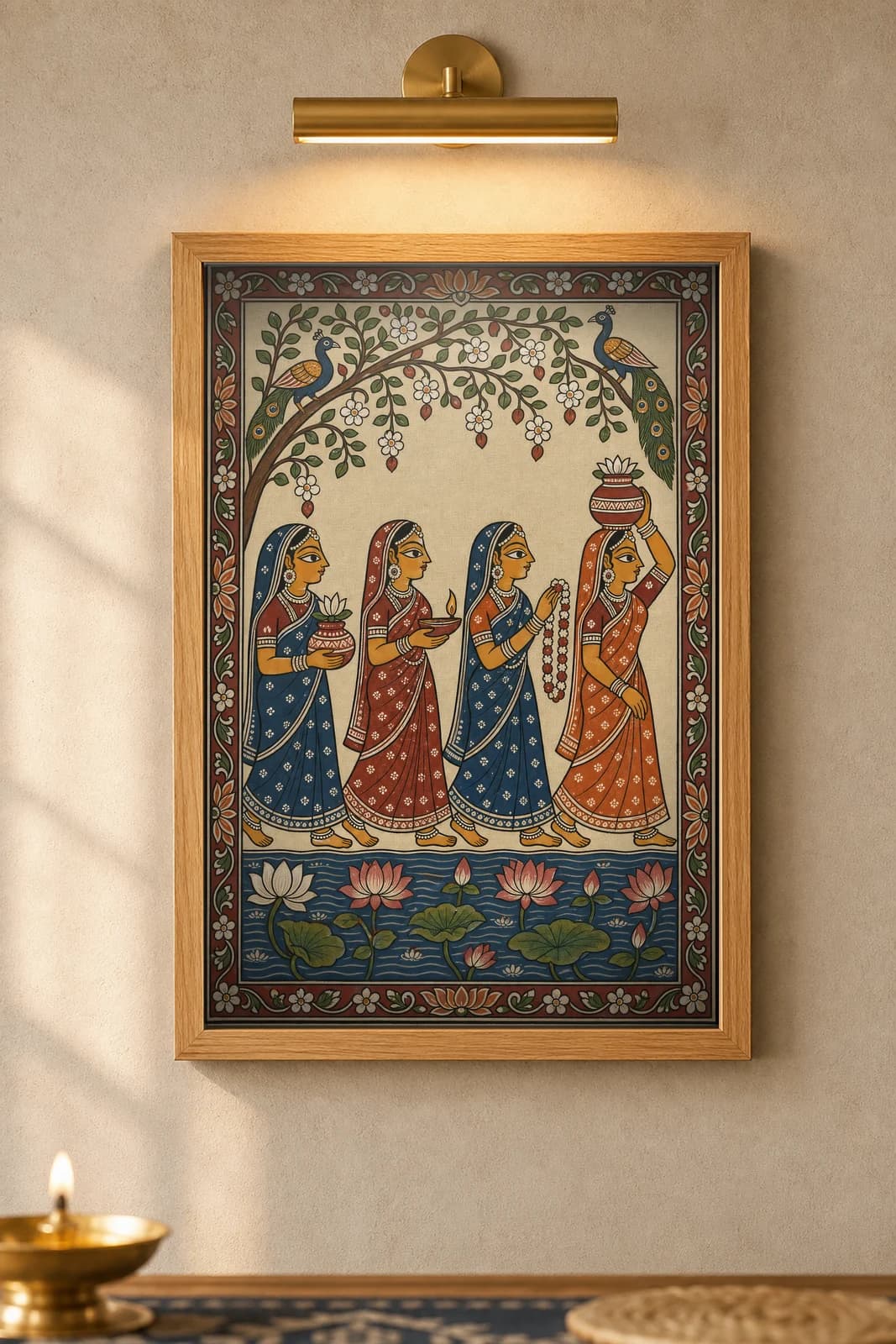 Sakhi Procession — Pattachitra — framed museum print, Pattachitra