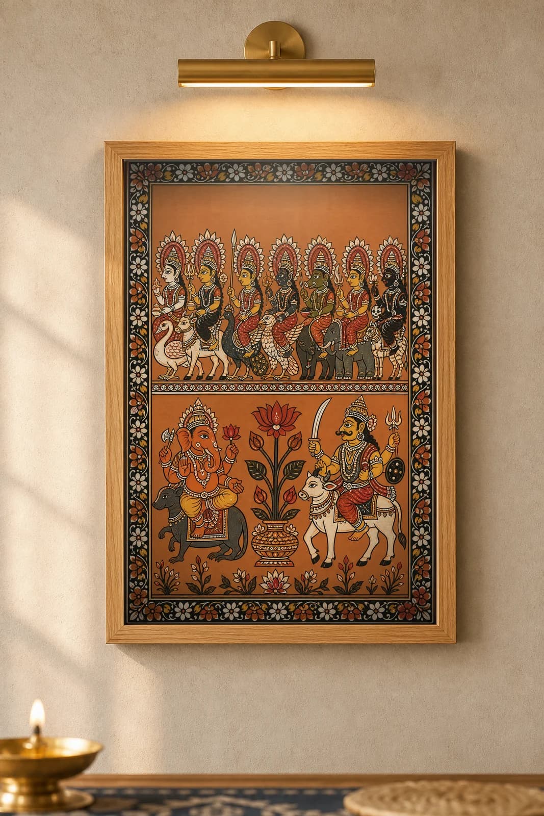 Sapta Matrika — Pattachitra — framed museum print, Pattachitra
