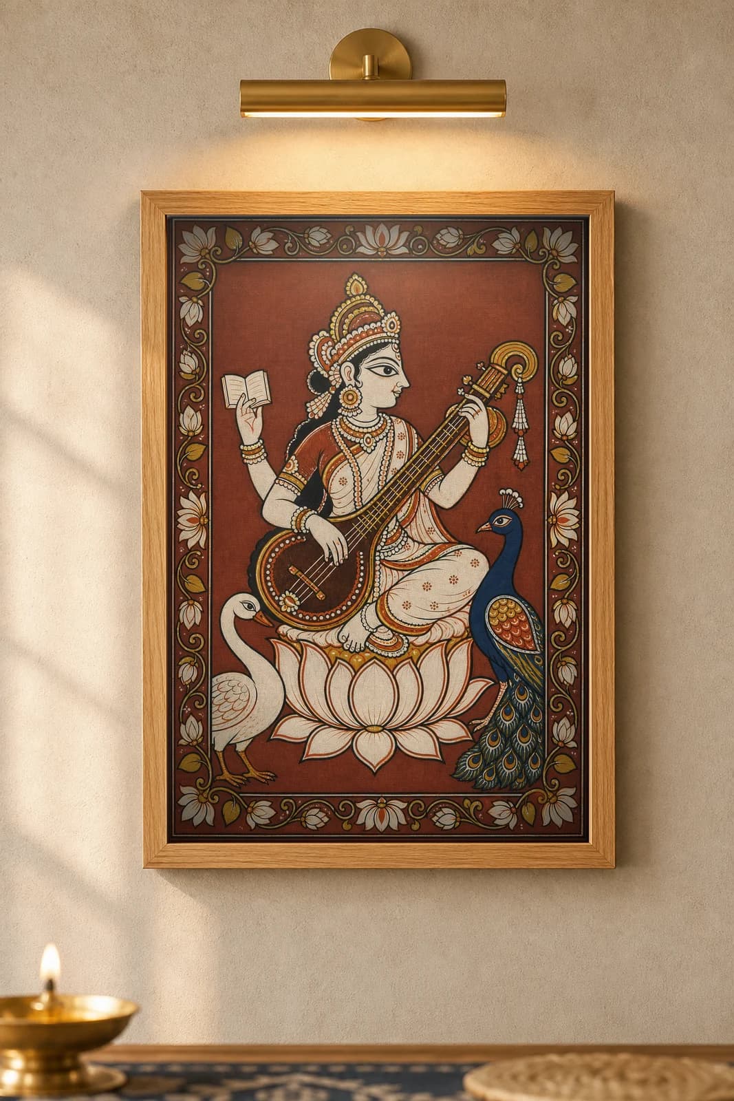Saraswati — Pattachitra — framed museum print, Pattachitra