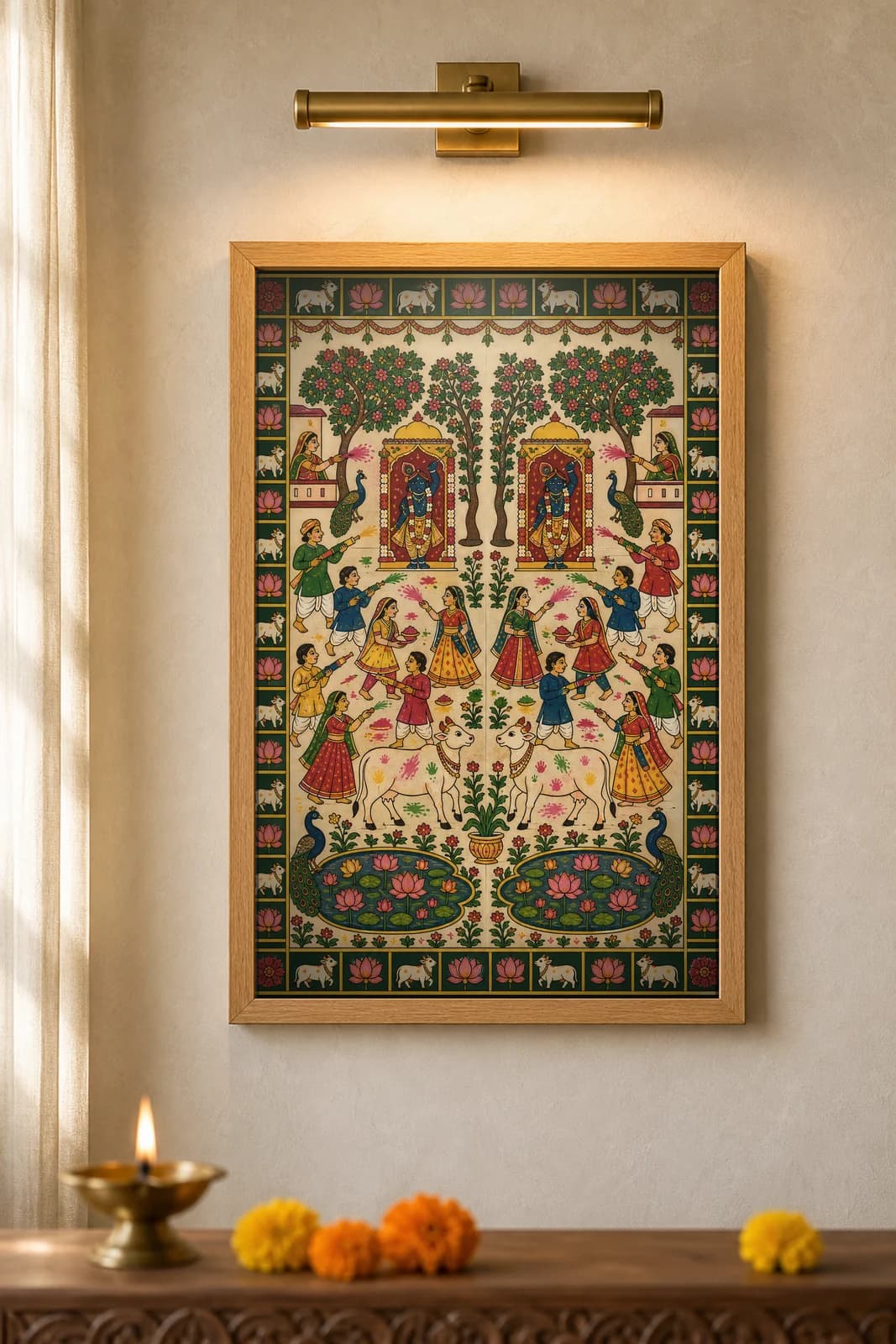 Rang-Otsav Colony Holi — framed museum print, Pichwai