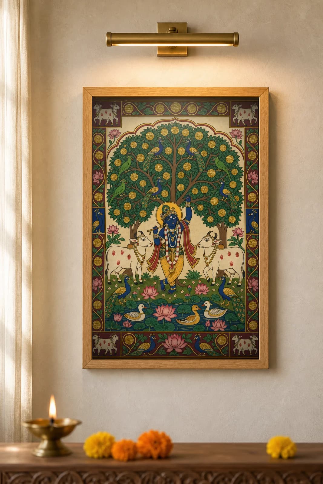 Kadamba Vriksha — framed museum print, Pichwai