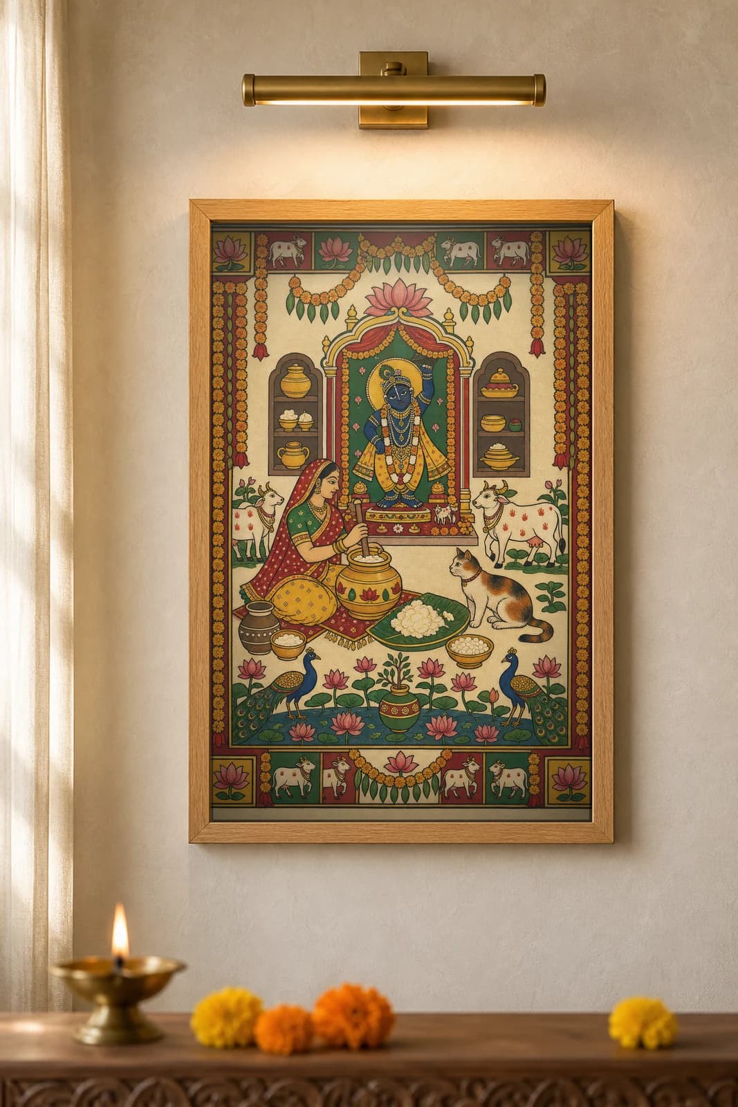Makhan Bhog Kitchen — framed museum print, Pichwai