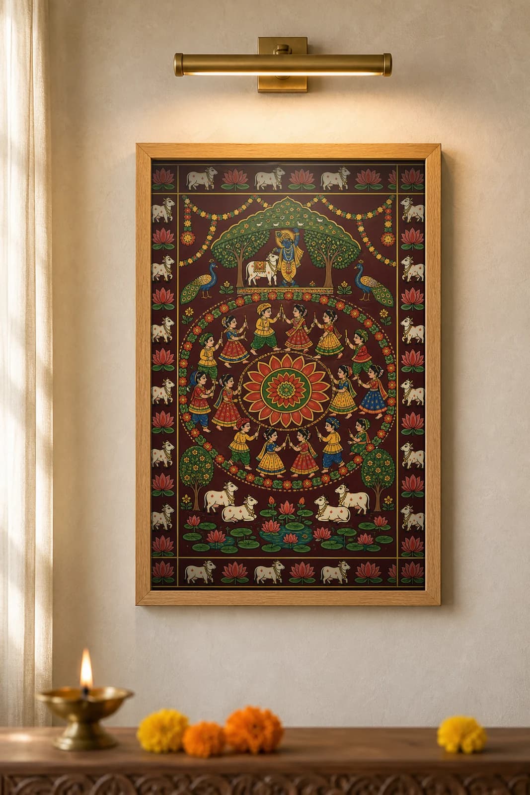 Annual-Day Raas Circle — framed museum print, Pichwai