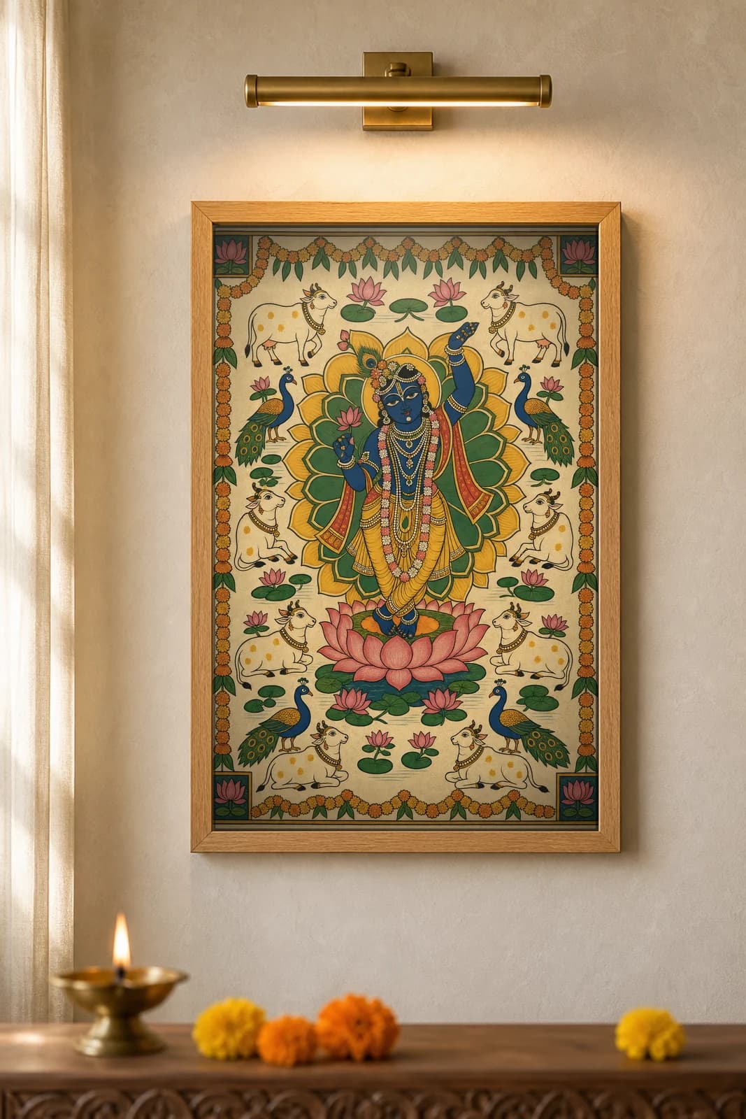 Kamal-Peeth Lotus Throne — framed museum print, Pichwai