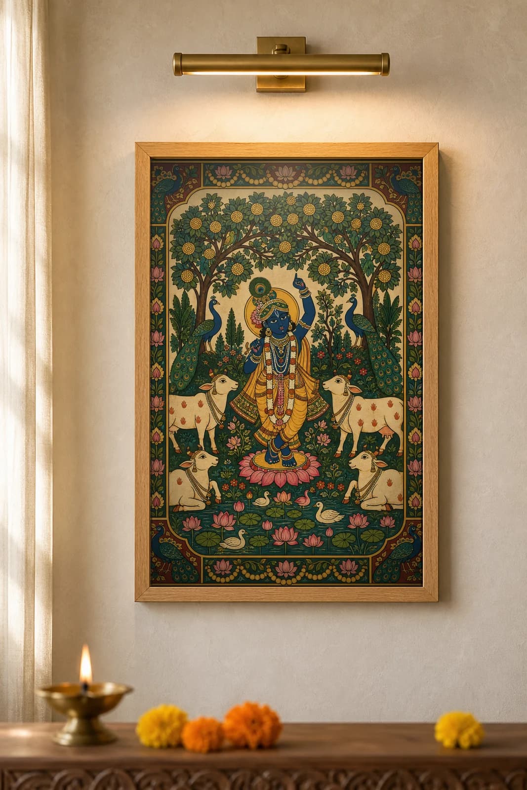 Vrindavan Vana Grove — framed museum print, Pichwai