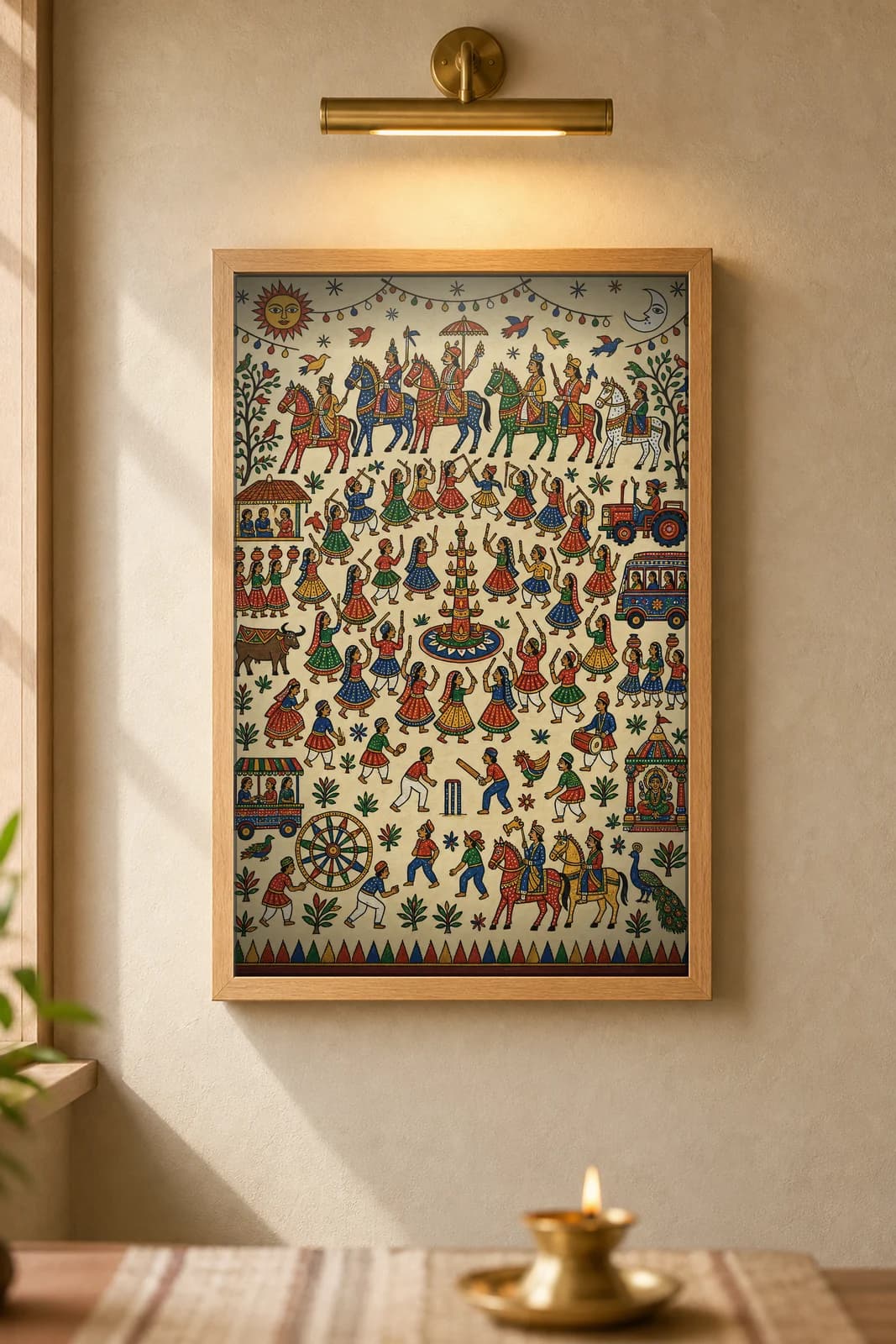 Garba Night — framed museum print, Pithora
