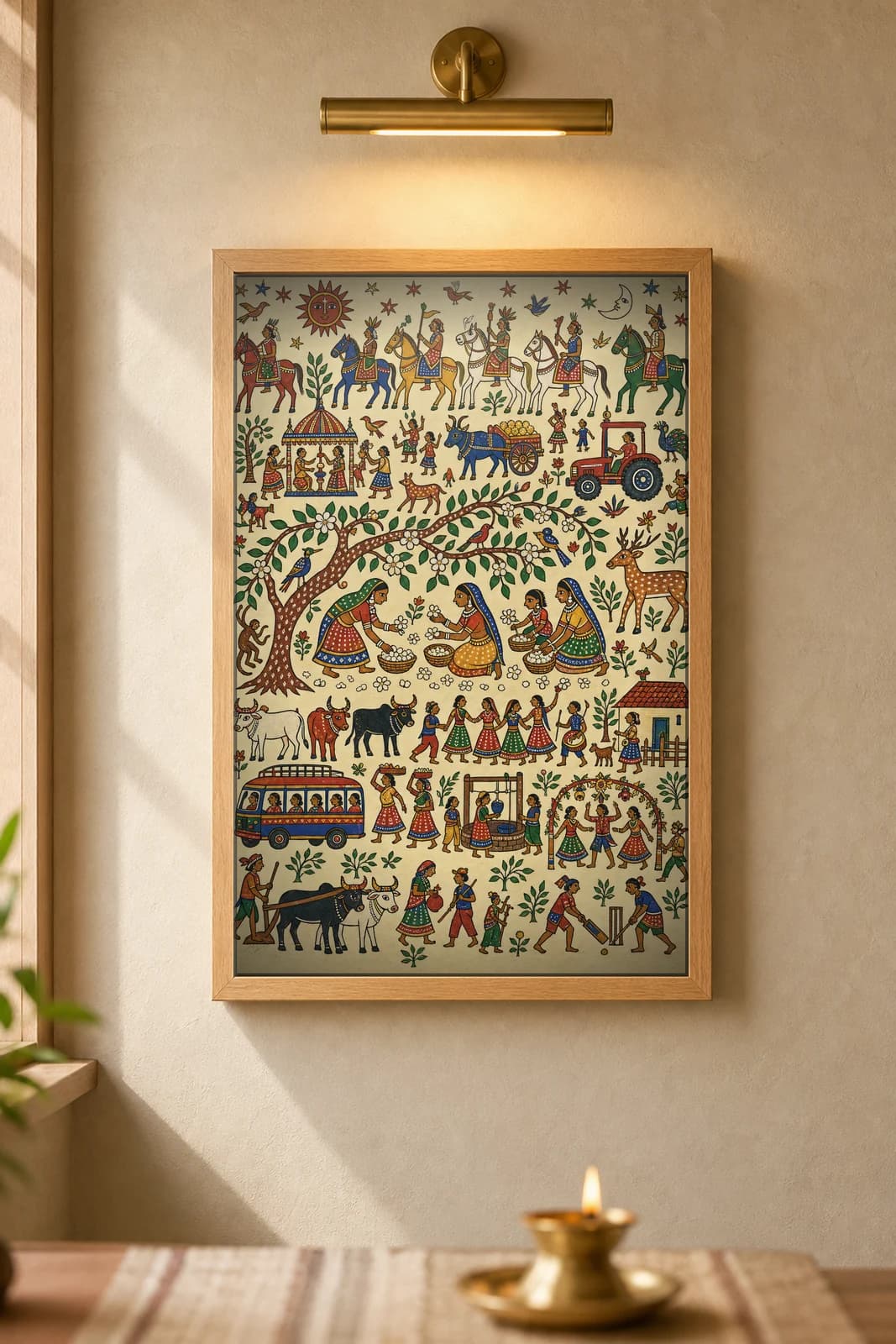 Mahua Dawn — framed museum print, Pithora