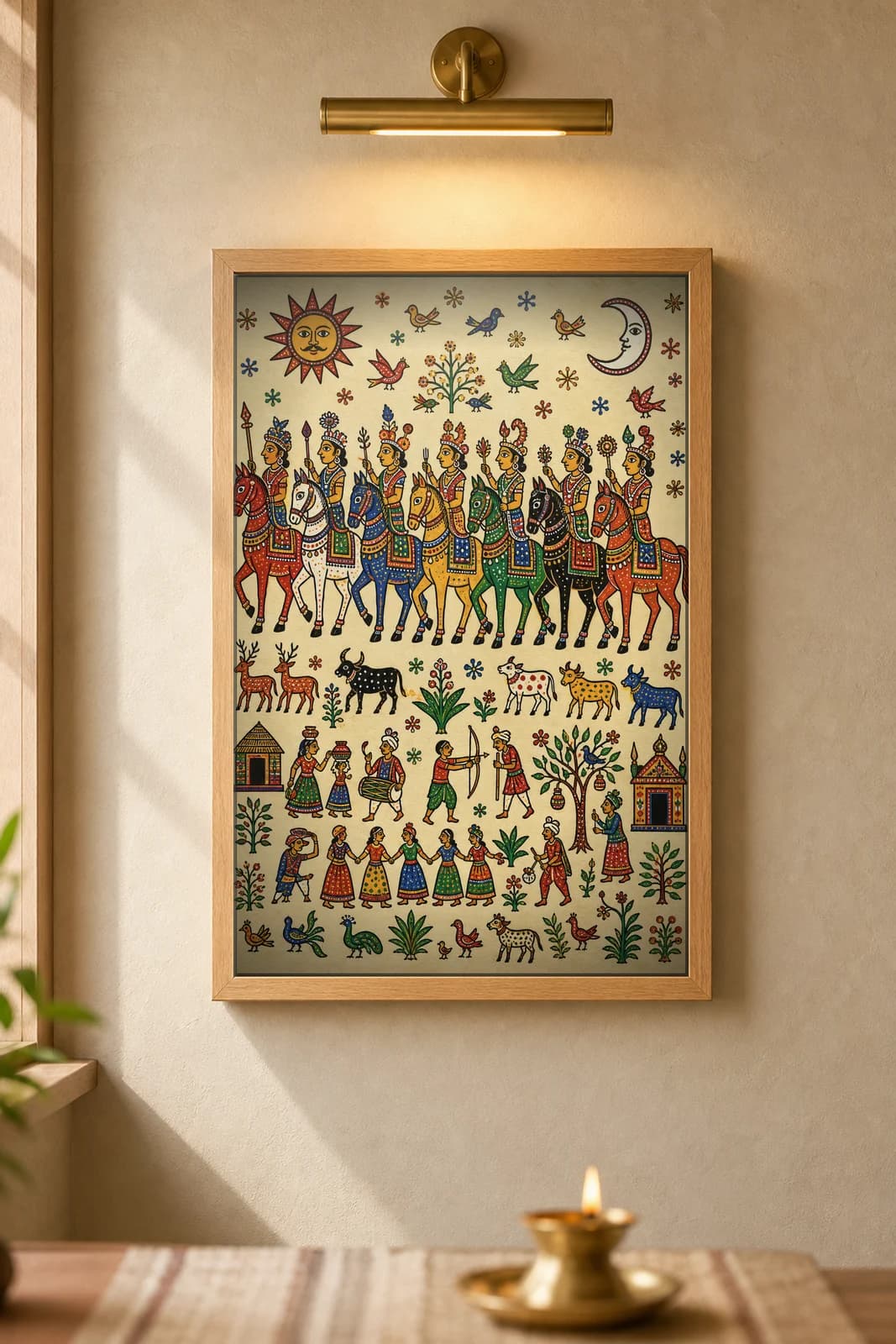 Seven Horses — framed museum print, Pithora