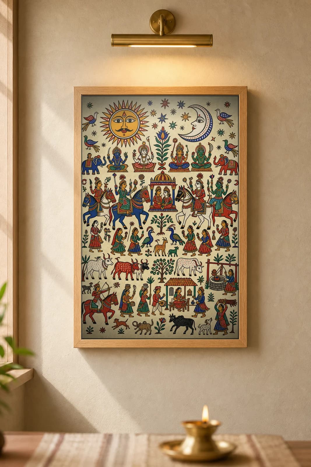 Sun and Moon — framed museum print, Pithora