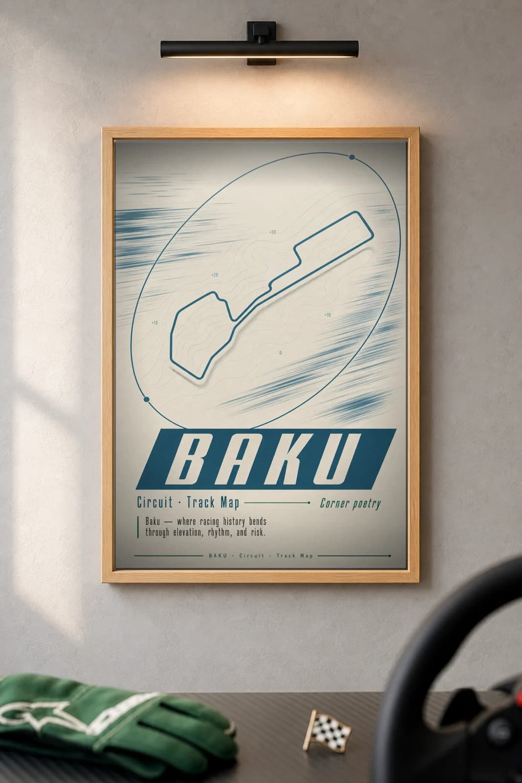 Baku City Circuit — framed museum print, Racetracks