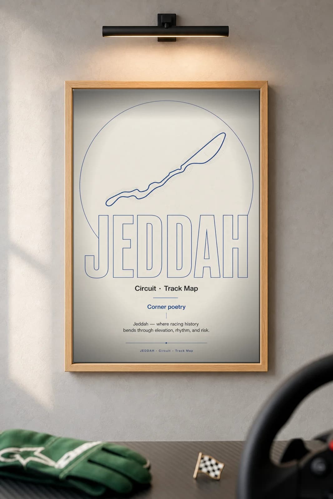 Jeddah Corniche Circuit — framed museum print, Racetracks