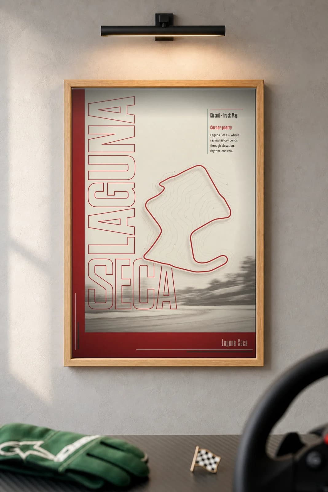 Laguna Seca — framed museum print, Racetracks