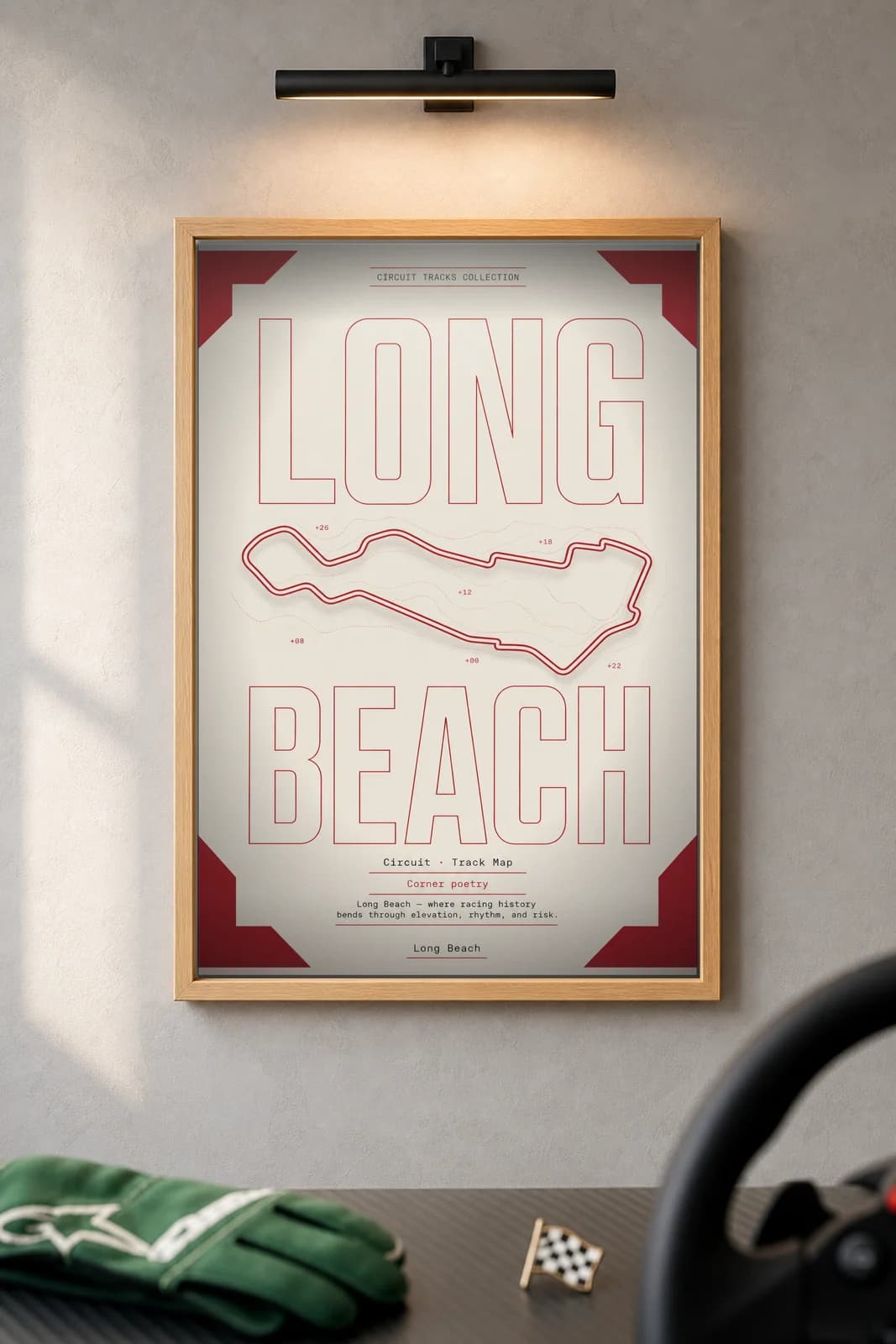 Long Beach — framed museum print, Racetracks