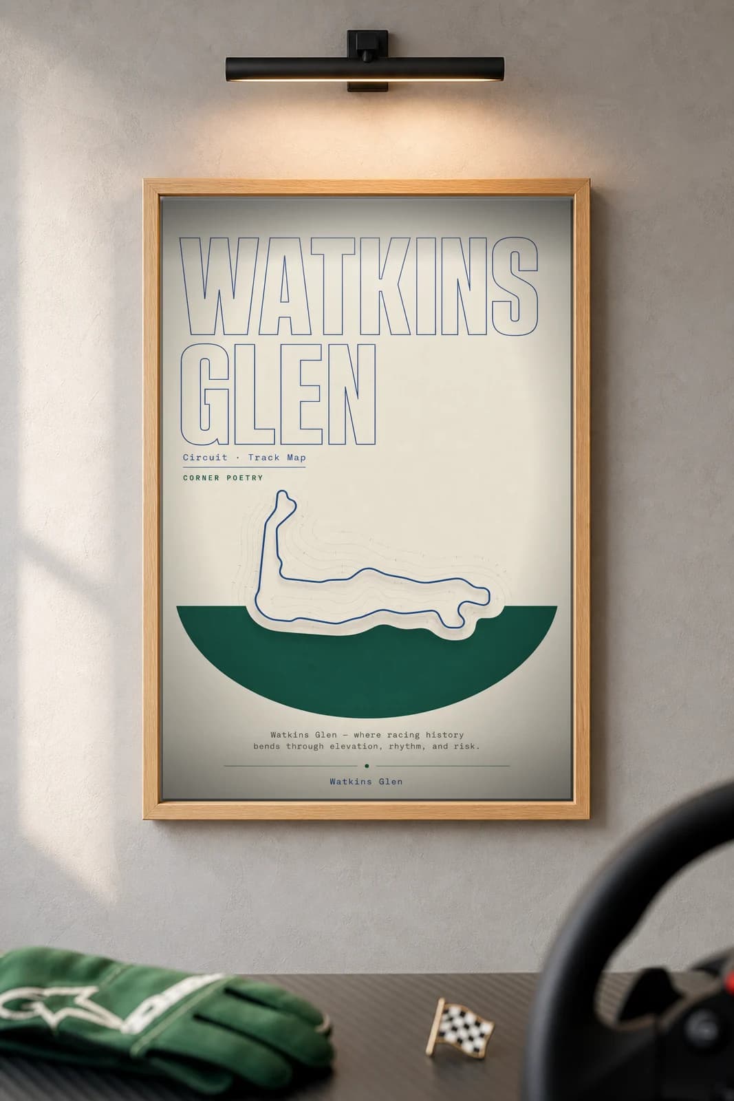 Watkins Glen — framed museum print, Racetracks
