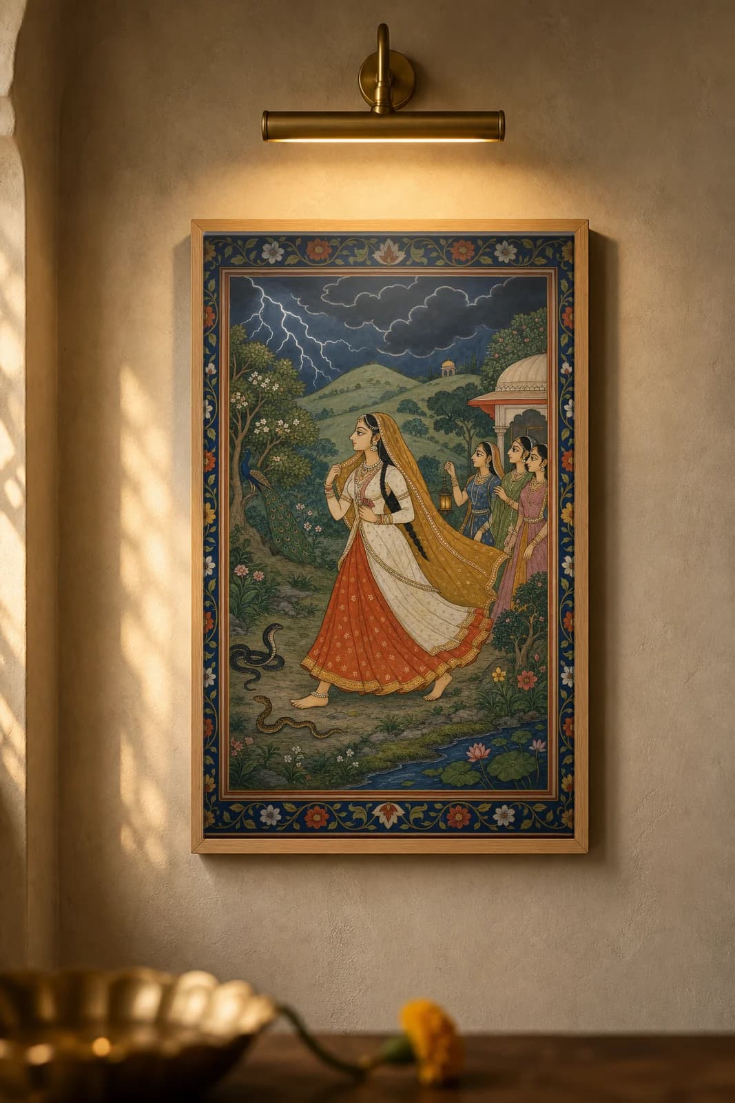 Abhisarika Nayika — framed museum print, Rajput Miniature
