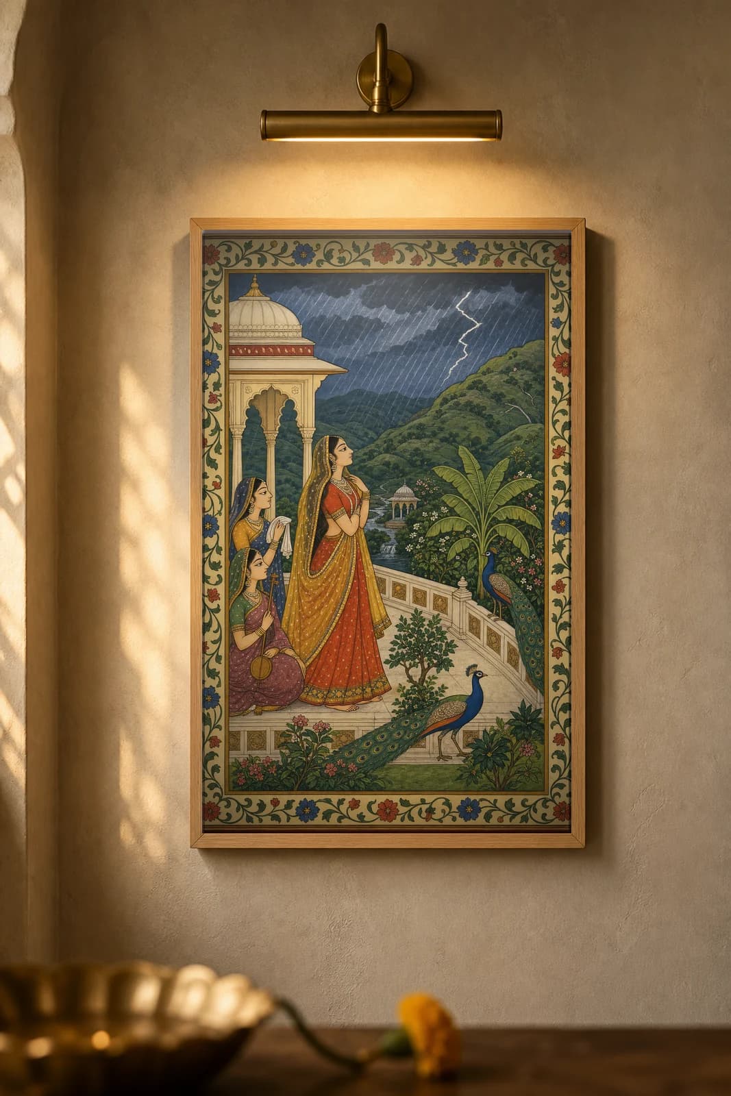 Sawan — Baramasa Monsoon — framed museum print, Rajput Miniature