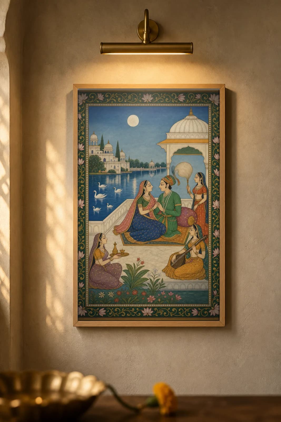 Sharad — Baramasa Autumn Moon — framed museum print, Rajput Miniature