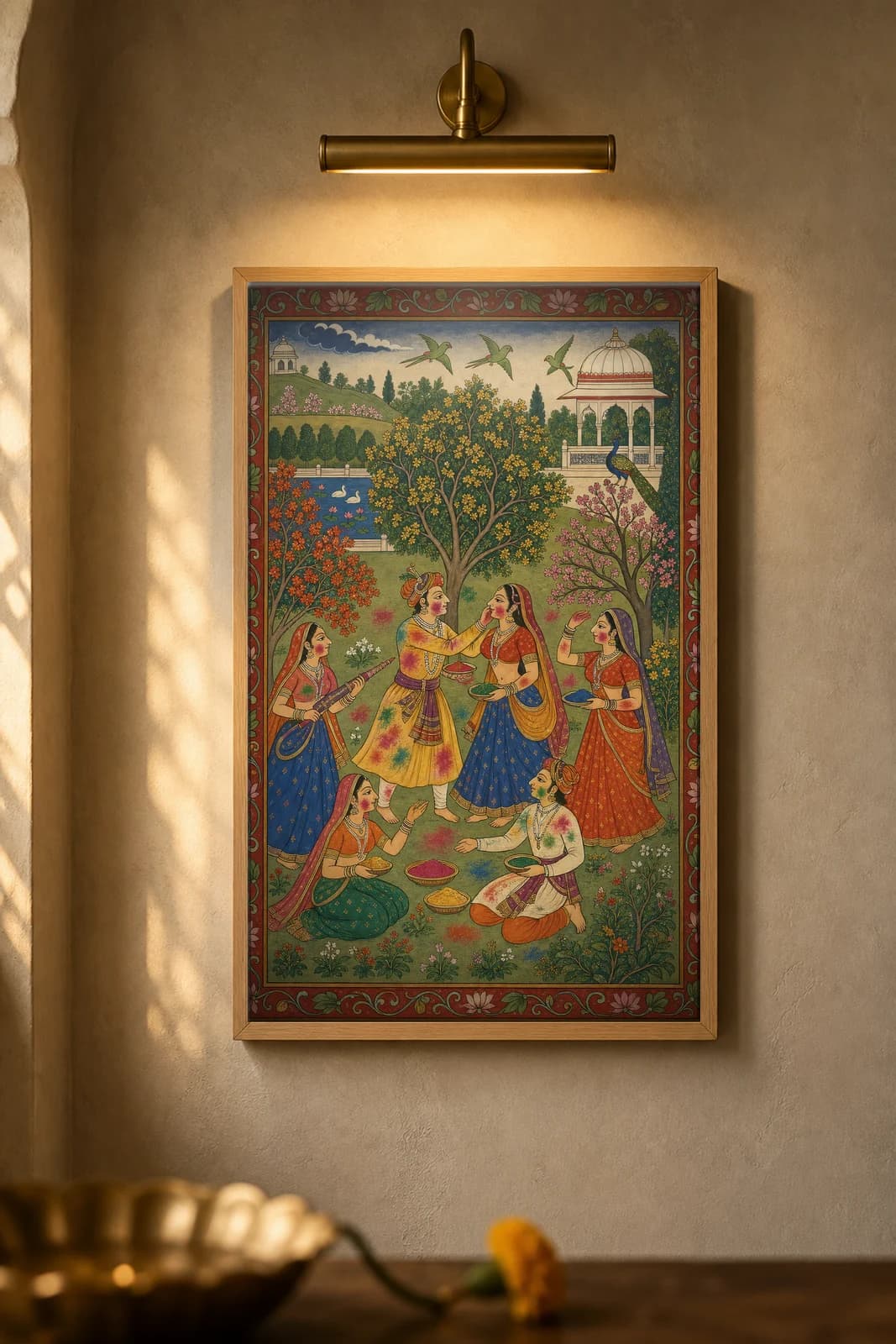 Vasant — Baramasa Spring — framed museum print, Rajput Miniature