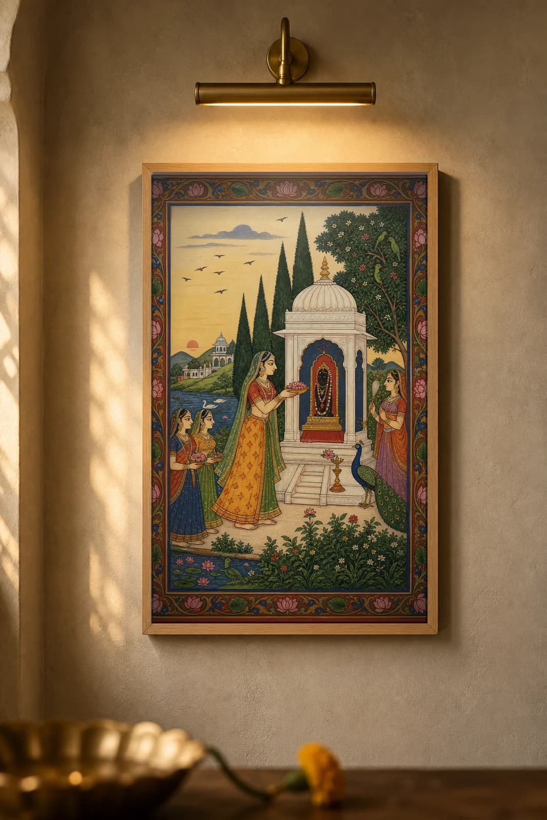 Bhairavi — Dawn Raga — framed museum print, Rajput Miniature
