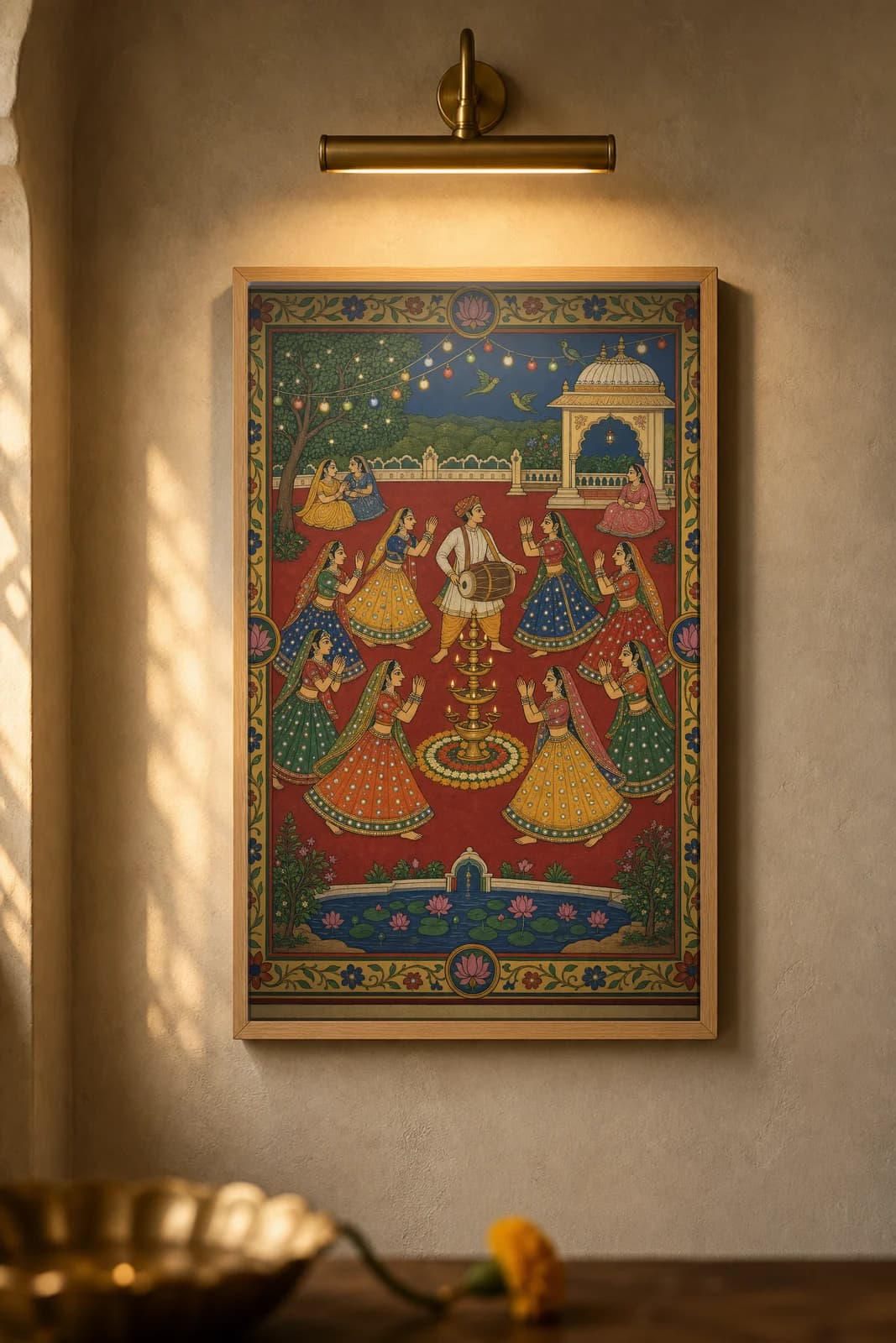 Garba Raas — framed museum print, Rajput Miniature