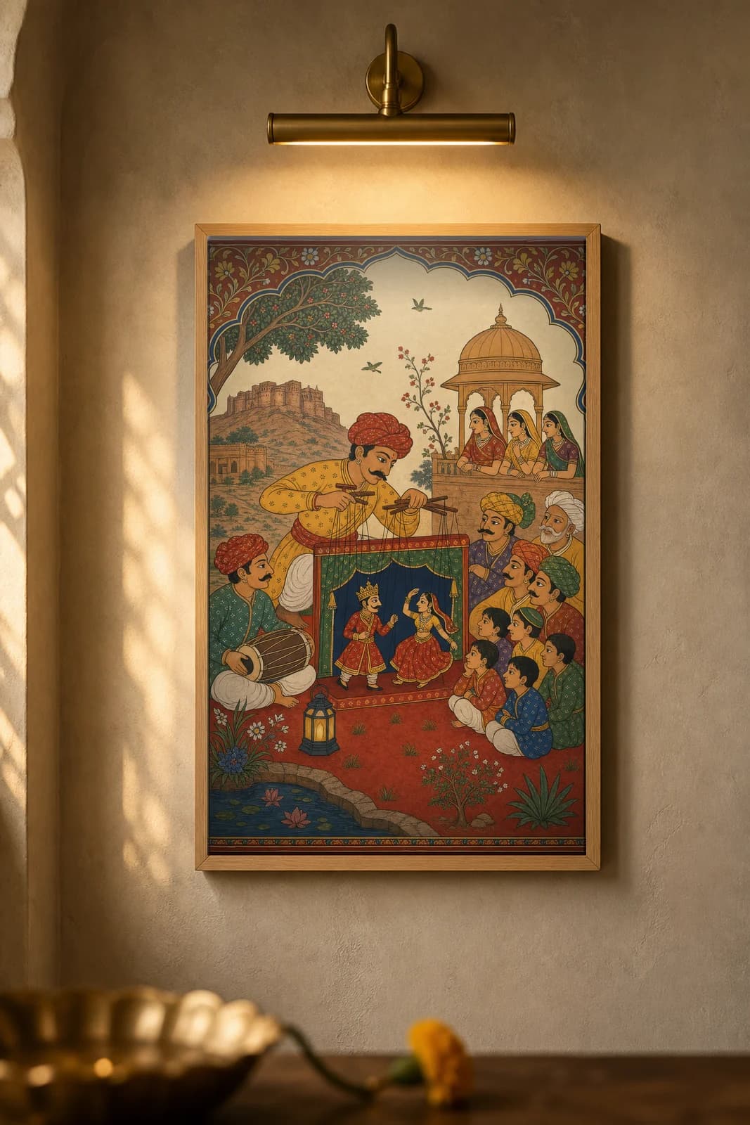 Kathputli Khel — framed museum print, Rajput Miniature