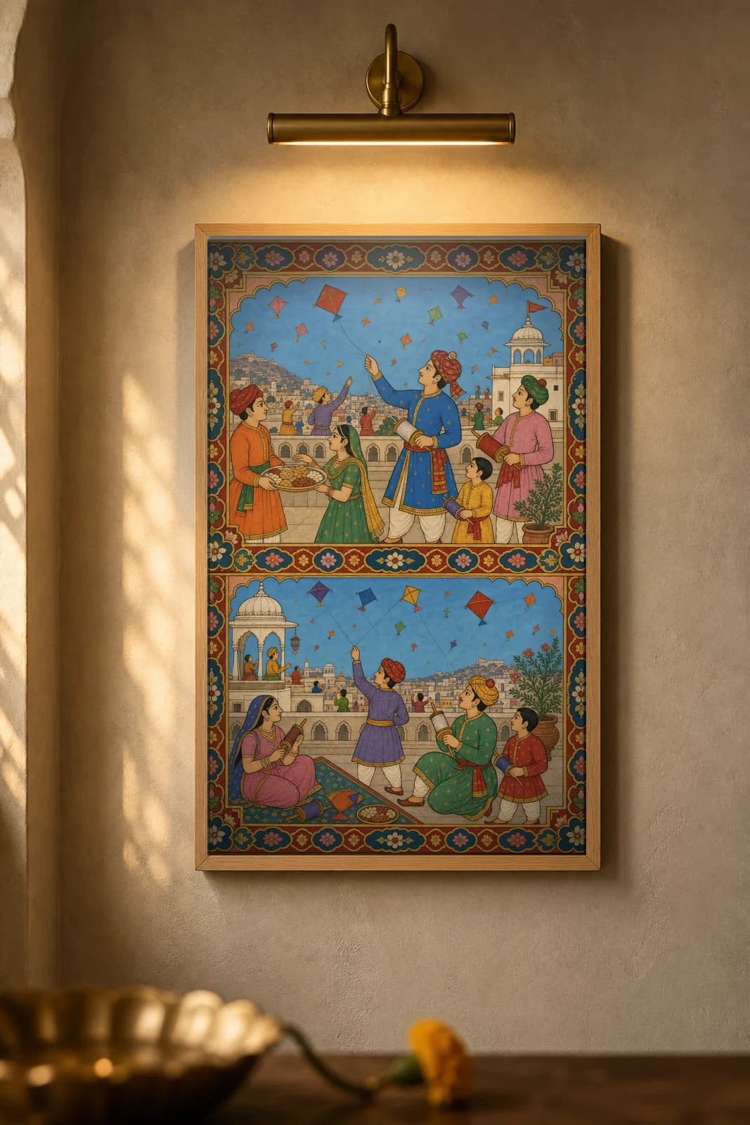 Patang Parv — framed museum print, Rajput Miniature