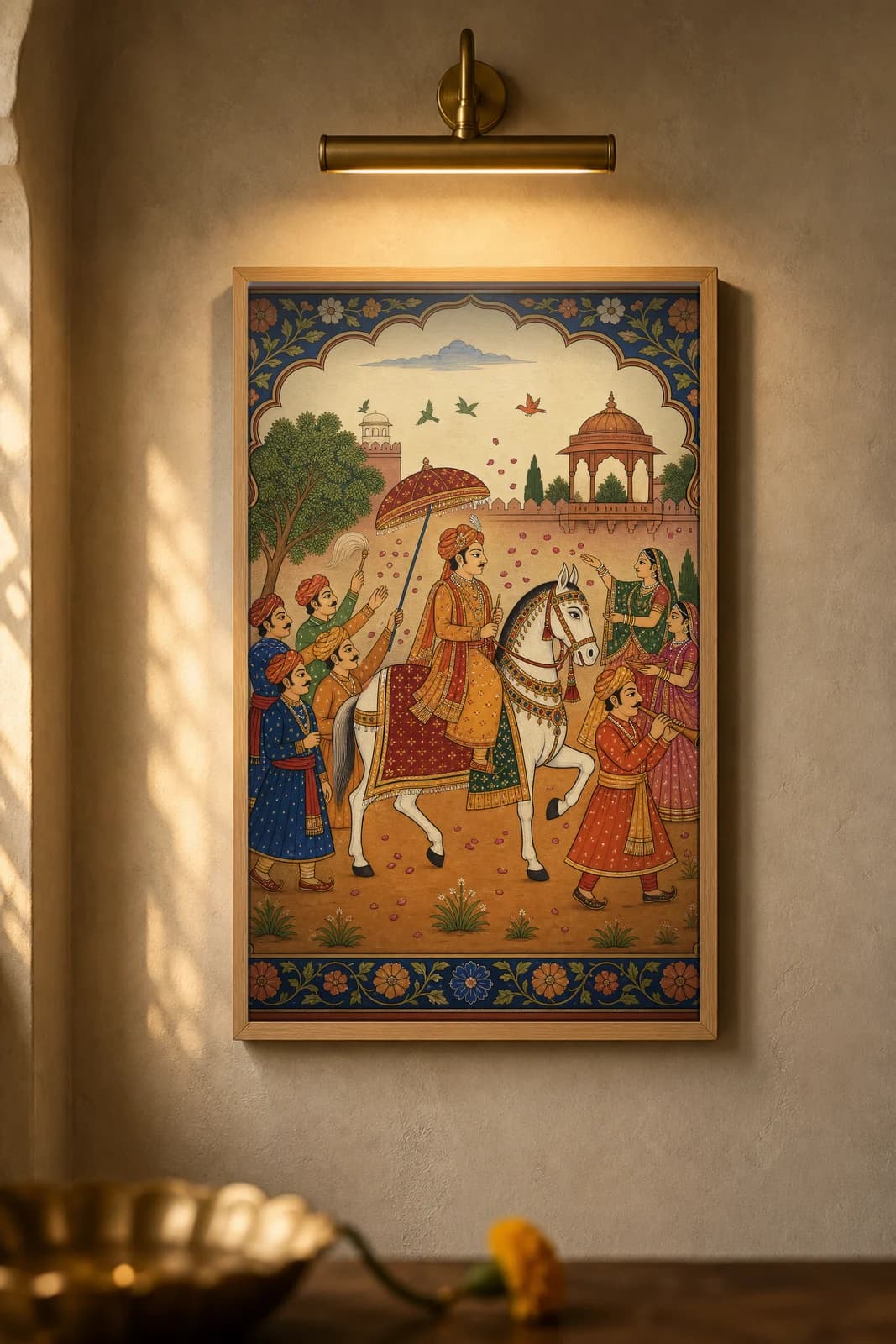 Ghodi Baarat — framed museum print, Rajput Miniature