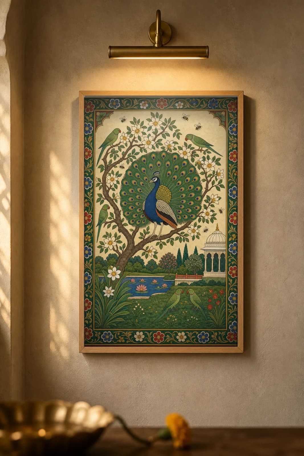 Mor Kunj — framed museum print, Rajput Miniature