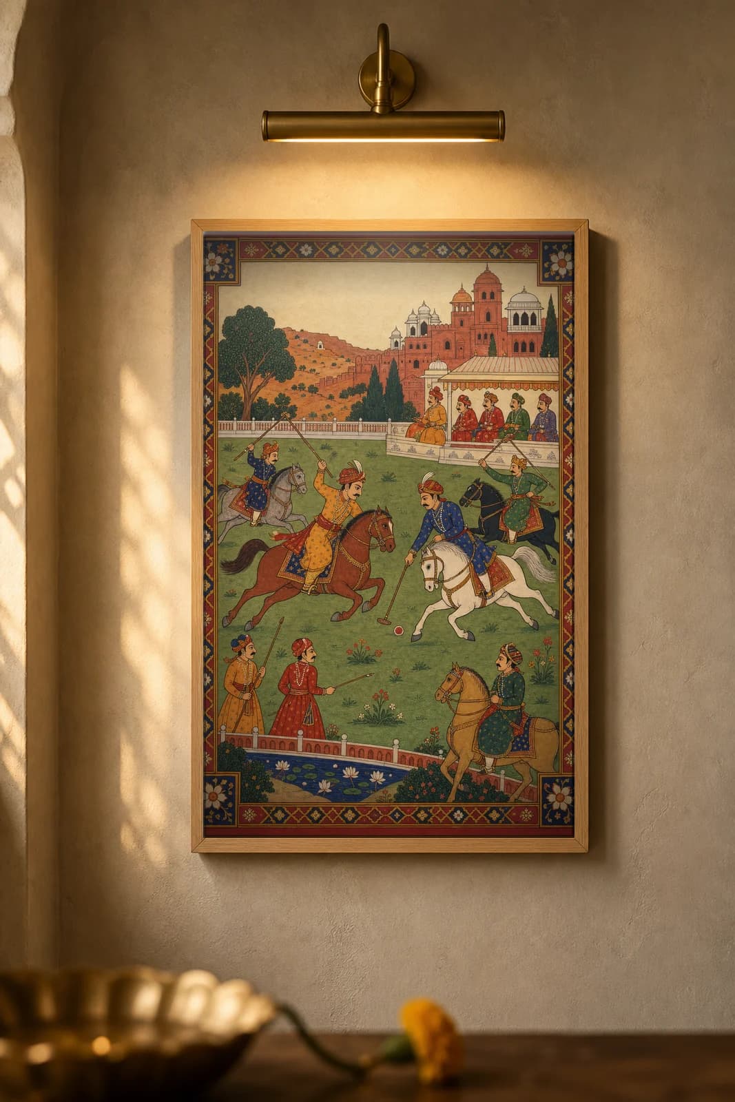 Chaugan Polo — framed museum print, Rajput Miniature