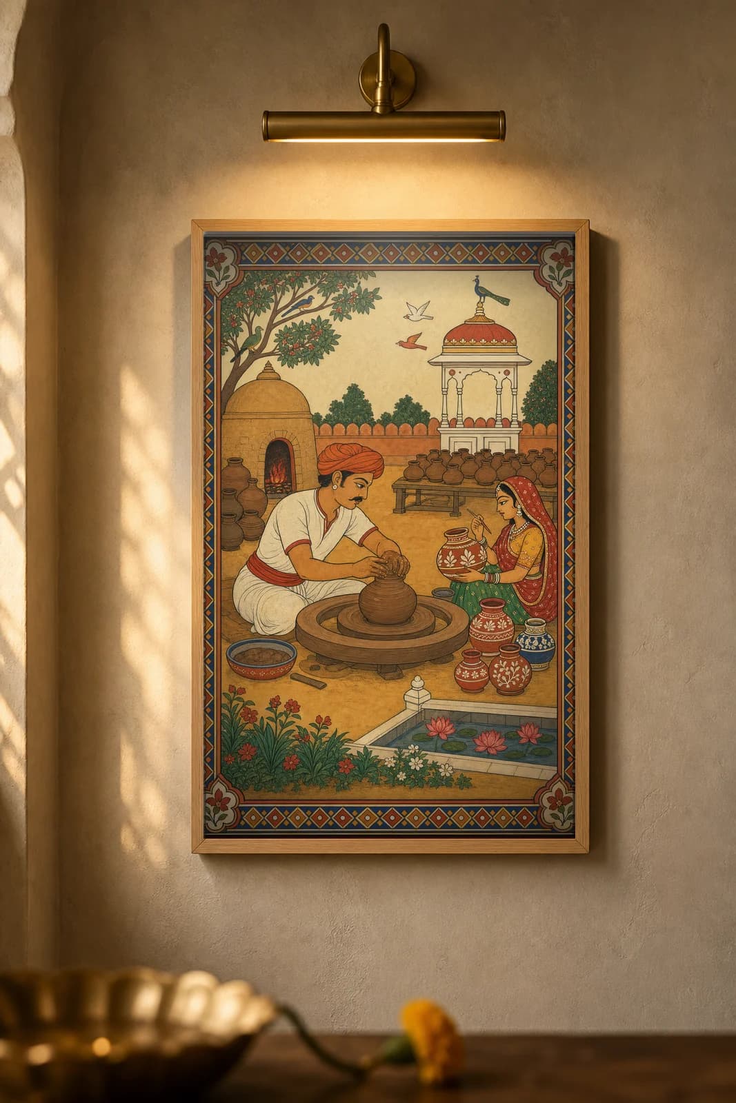 Kumhar Chaak — framed museum print, Rajput Miniature