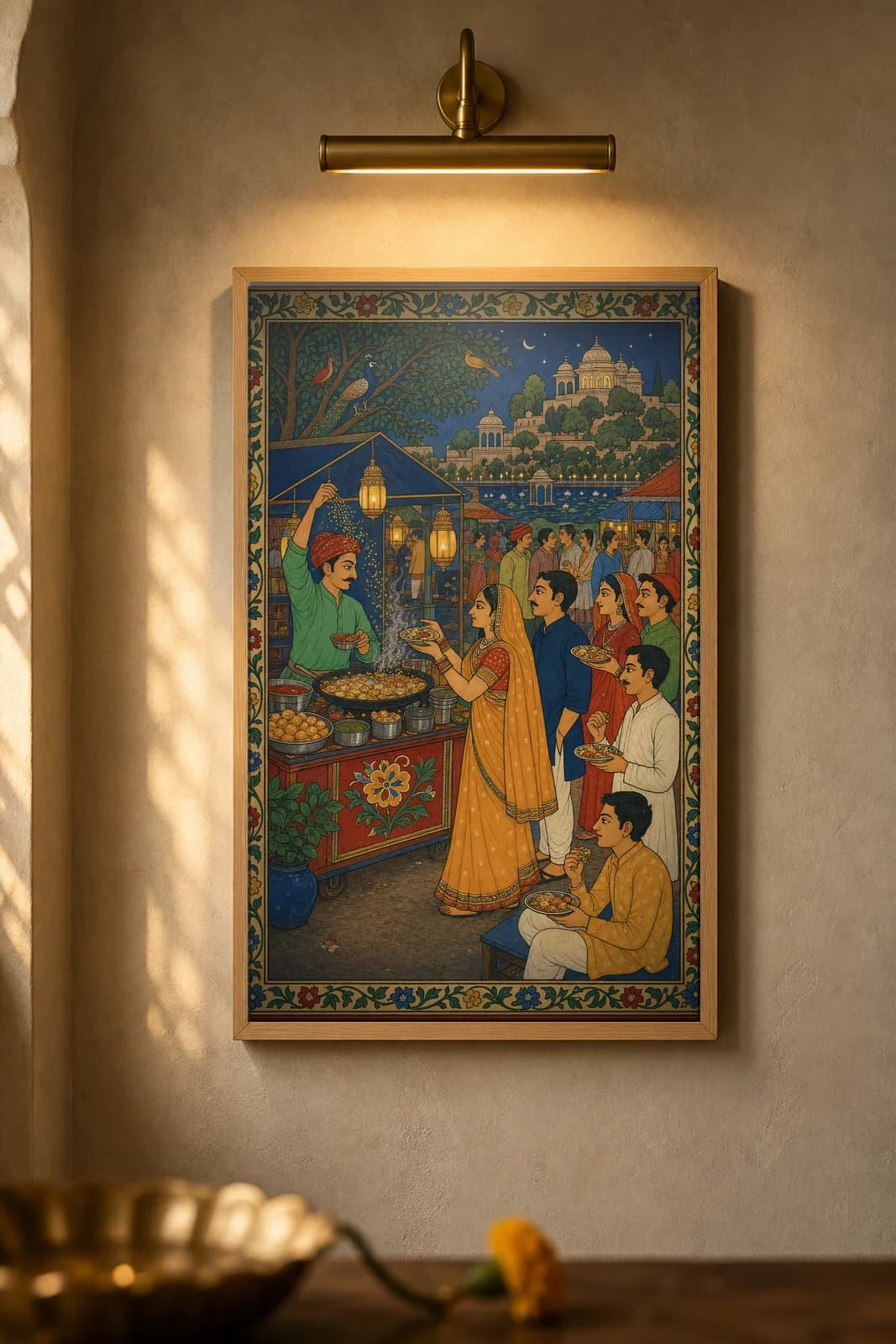 Chaat Bazaar — framed museum print, Rajput Miniature